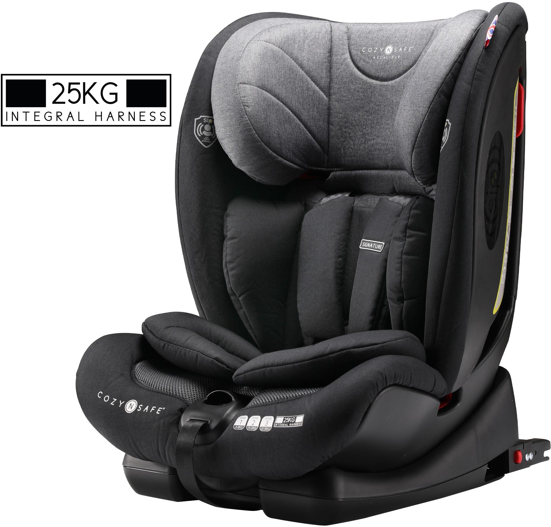 CozyNSafe Excalibur (25KG Harness) Group 1/2/3 ISOFIX Car Seat Black/Grey Halfords UK