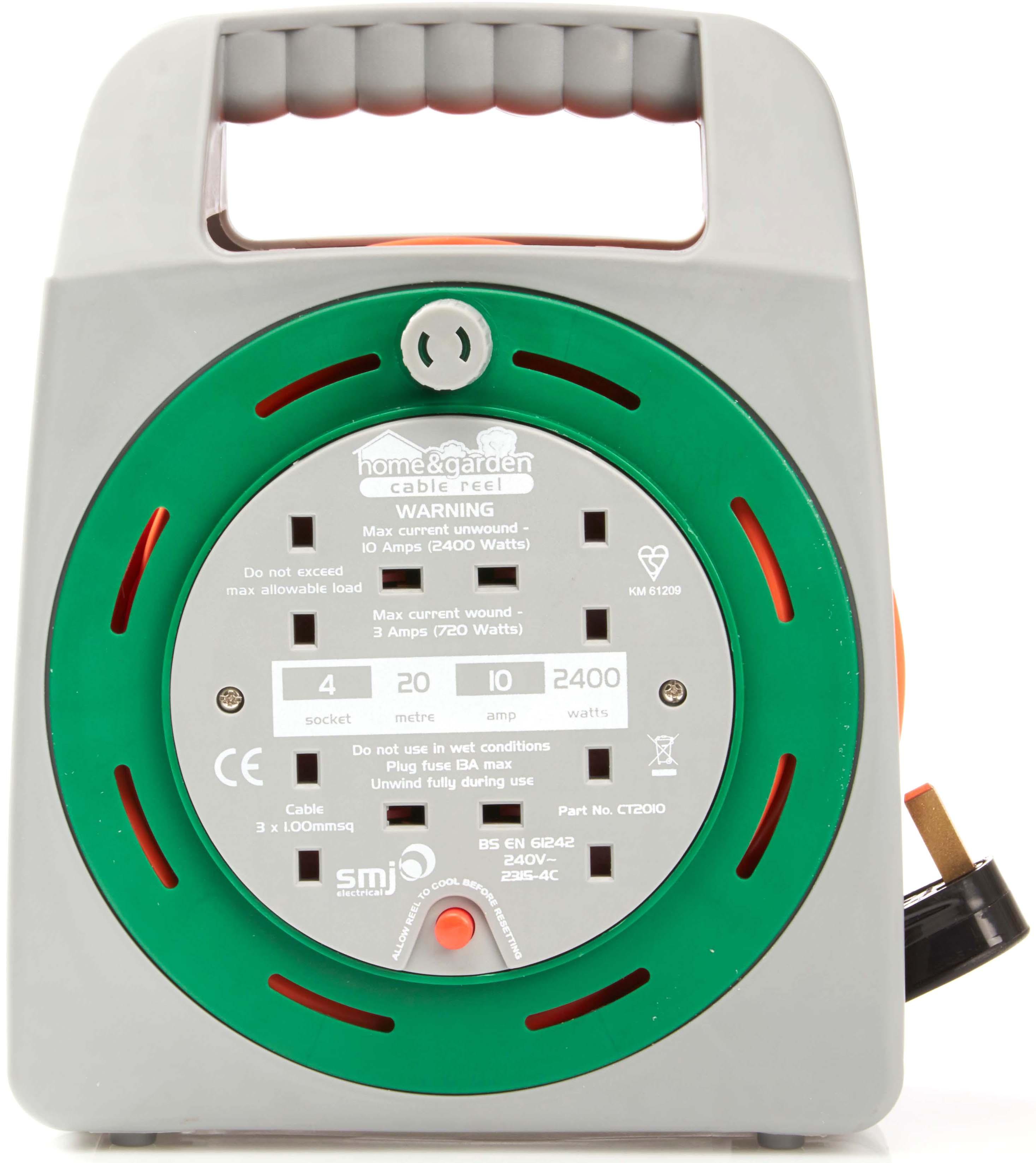 SMJ 10A 4G 20 Metre Cable Reel with Thermal Cut Out Halfords UK