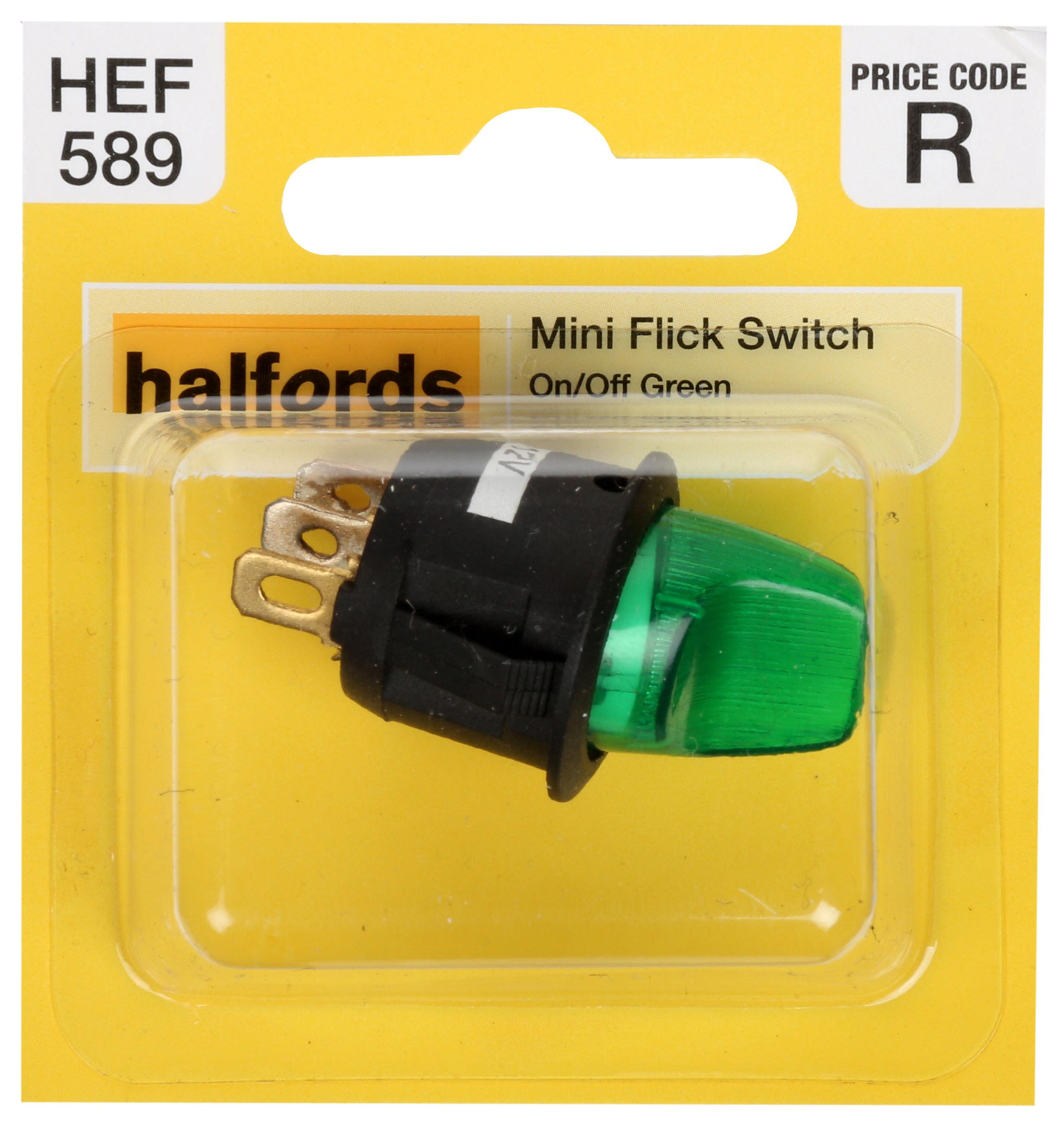 Halfords Mini Flick Switch On/Off Illuminated Green (HEF589) Halfords UK