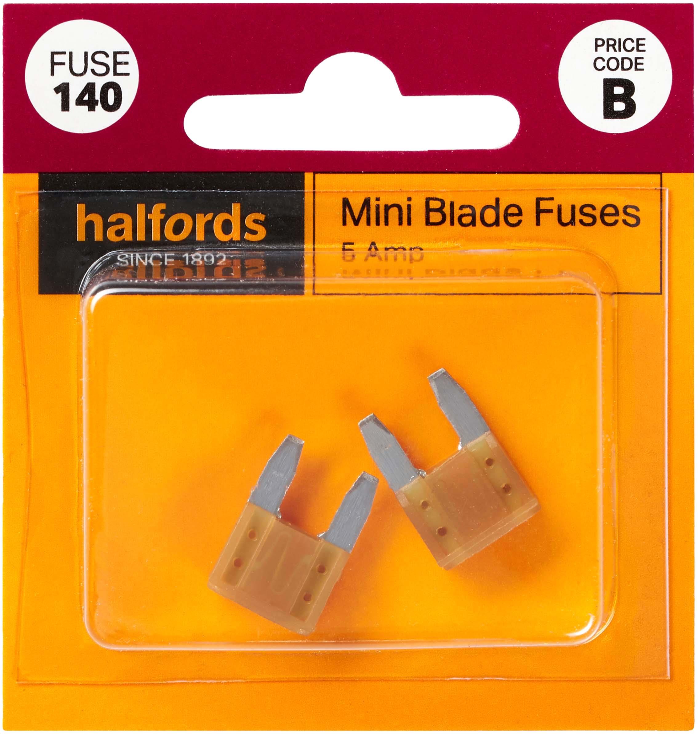 Halfords Mini blade Fuses 5 Amp (FUSE140) Halfords UK