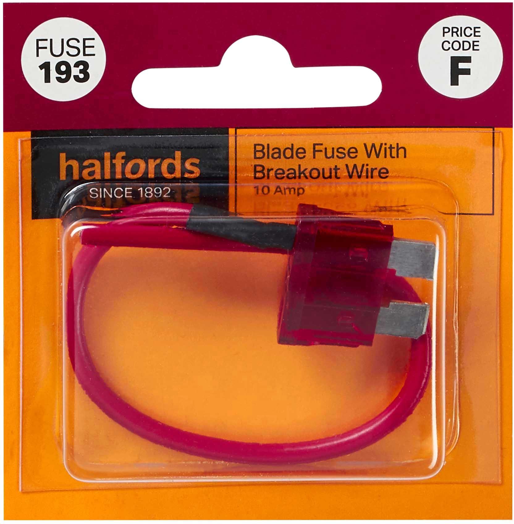 Halfords Blade Fuse + Breakout Wire 10 Amp (FUSE193) Halfords UK