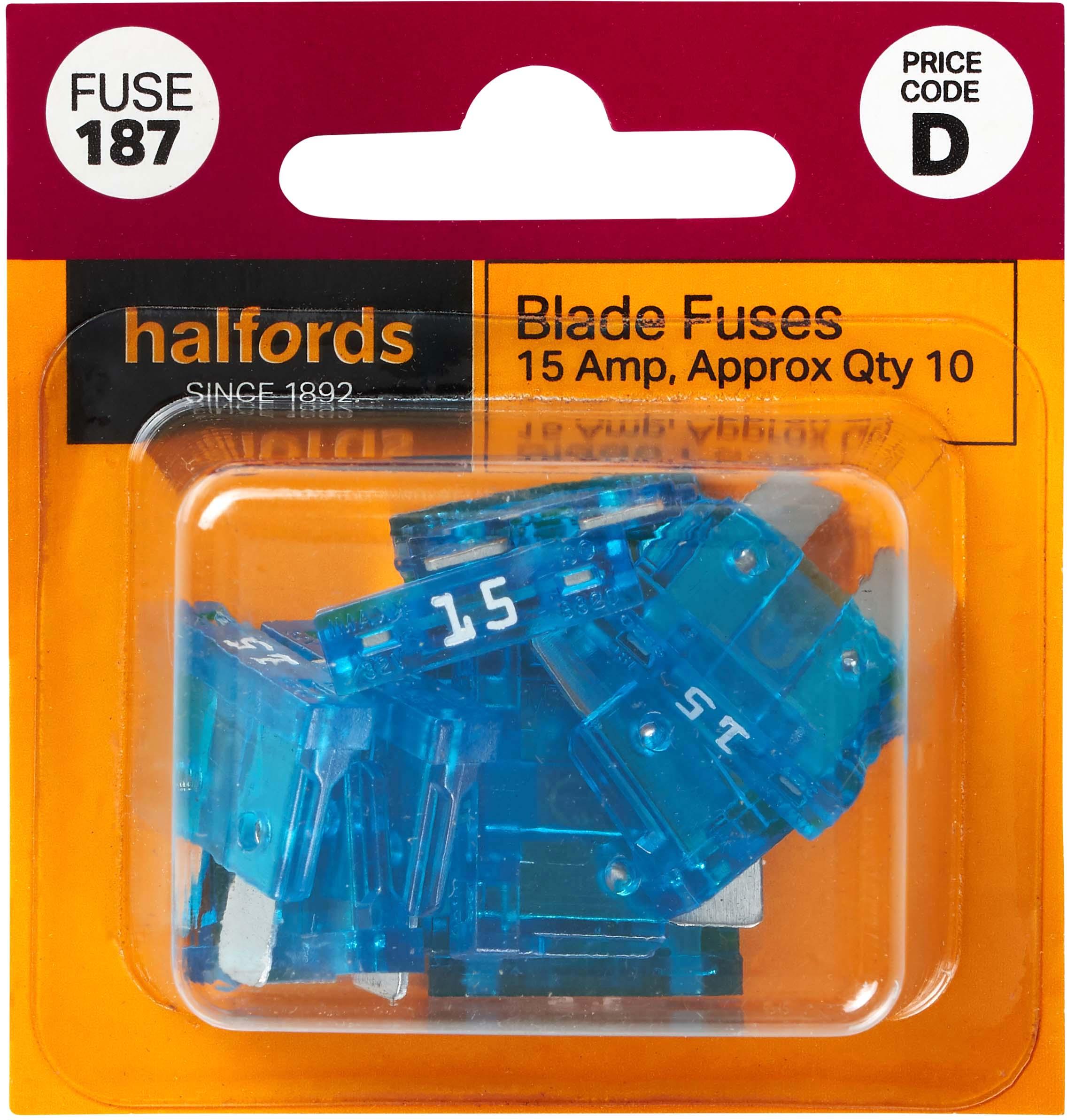 Halfords Blade Fuses 15 Amp (FUSE187) Halfords UK