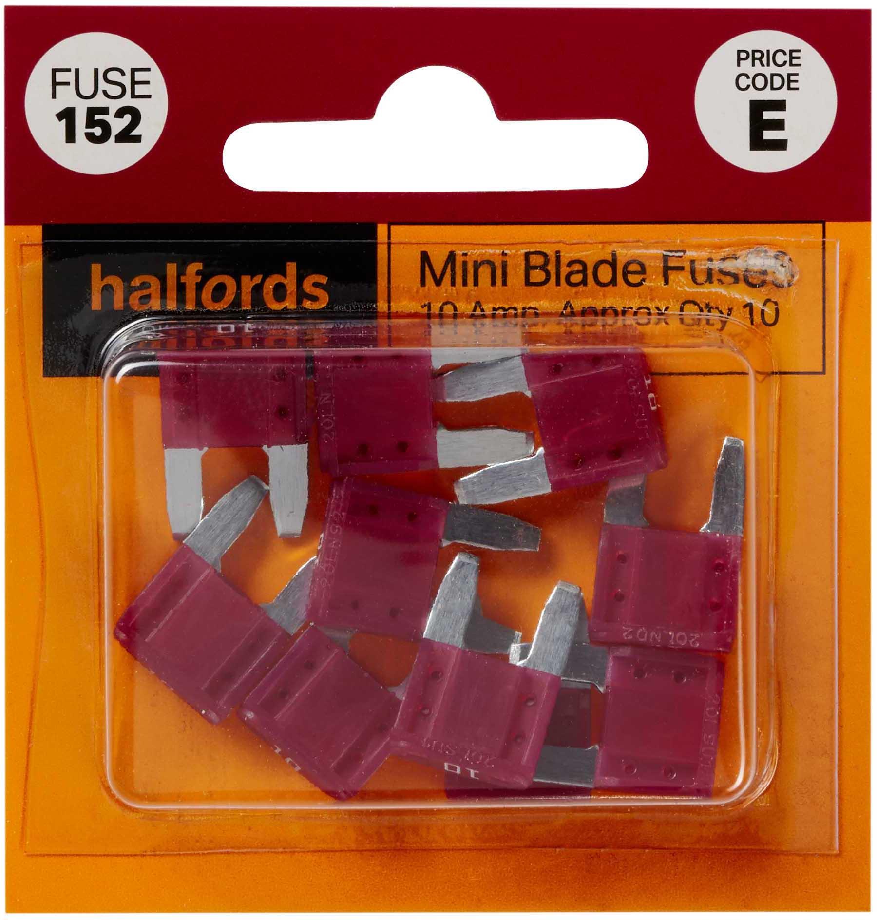 Halfords Mini Blade Fuses 10 Amp (FUSE152) Halfords UK