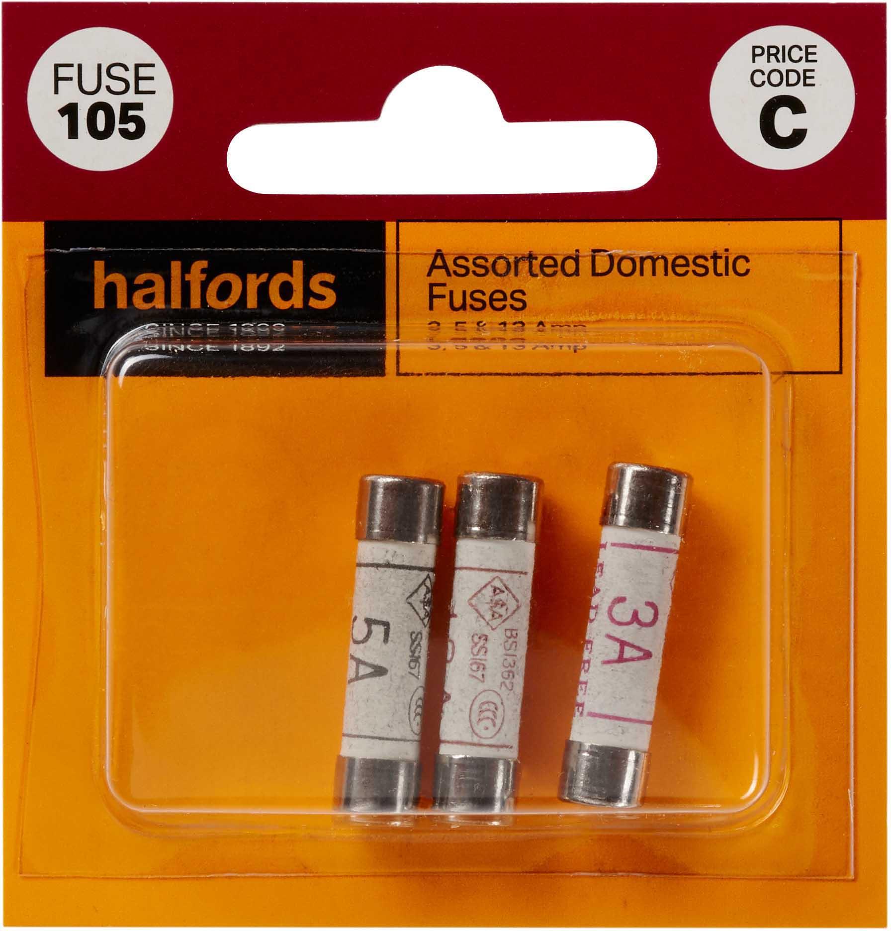 Halfords Assorted Domestic fuses 3/5/13 Amp (FUSE105) Halfords UK
