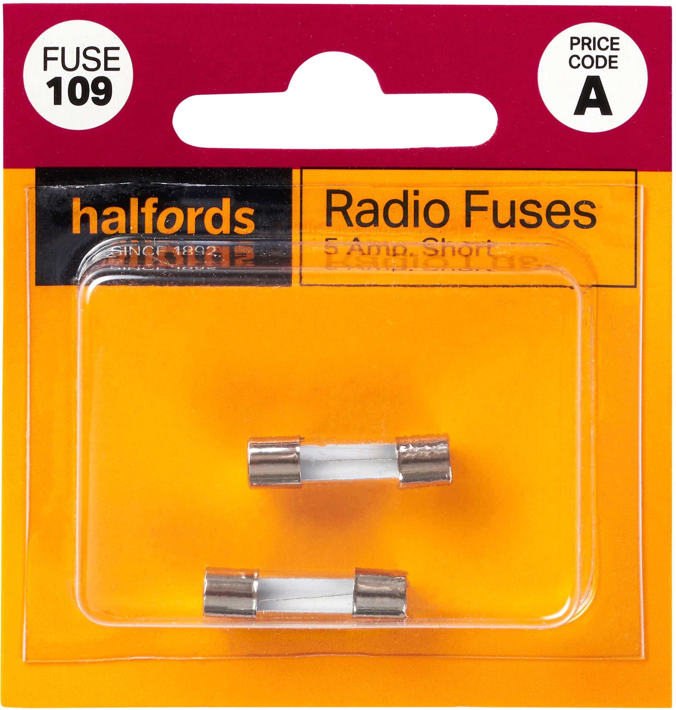 Halfords Radio Fuses 5 Amp Short (FUSE109) Halfords UK