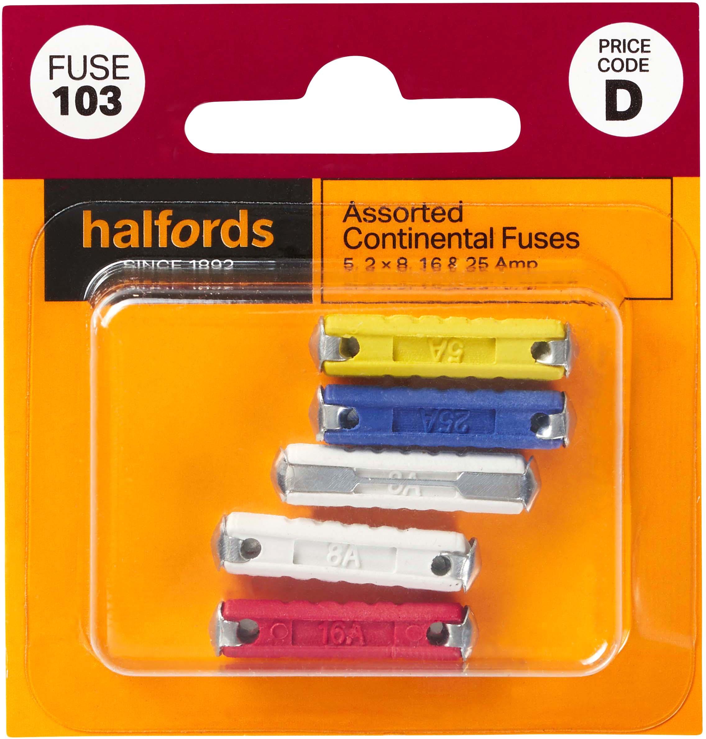 Halfords Assorted Continental Fuses 5/8/16/25 Amp (FUSE103) Halfords UK