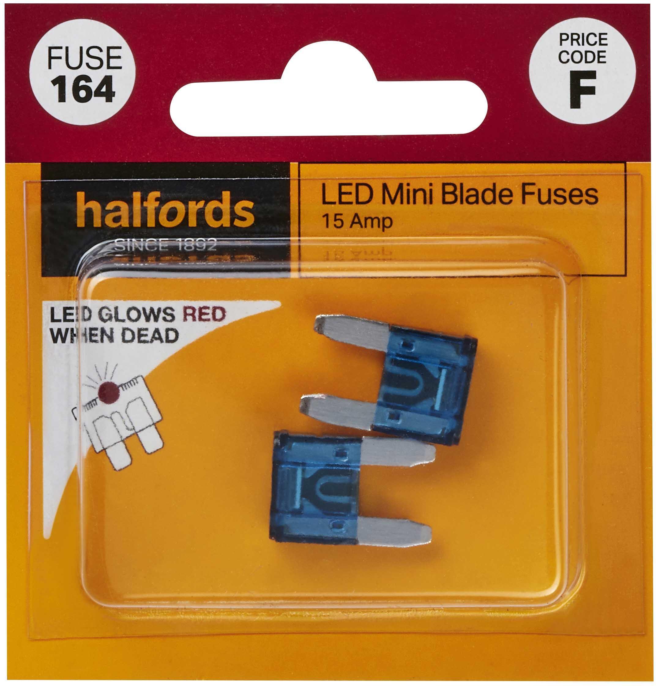 Halfords LED Mini Blade Fuses 15 Amp (FUSE164) Halfords UK