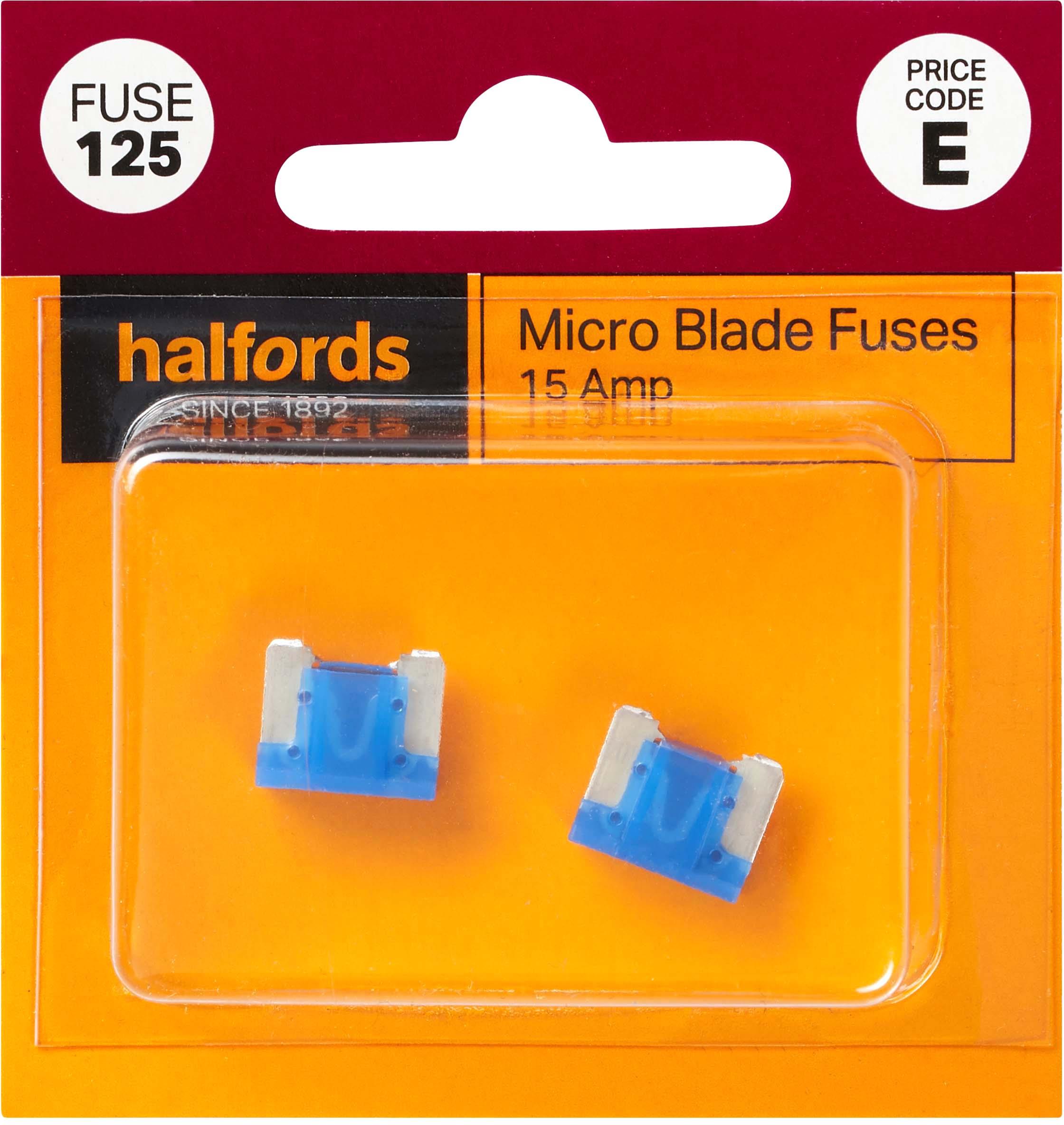 Halfords Micro Blade Fuses 15 Amp (FUSE125) Halfords UK