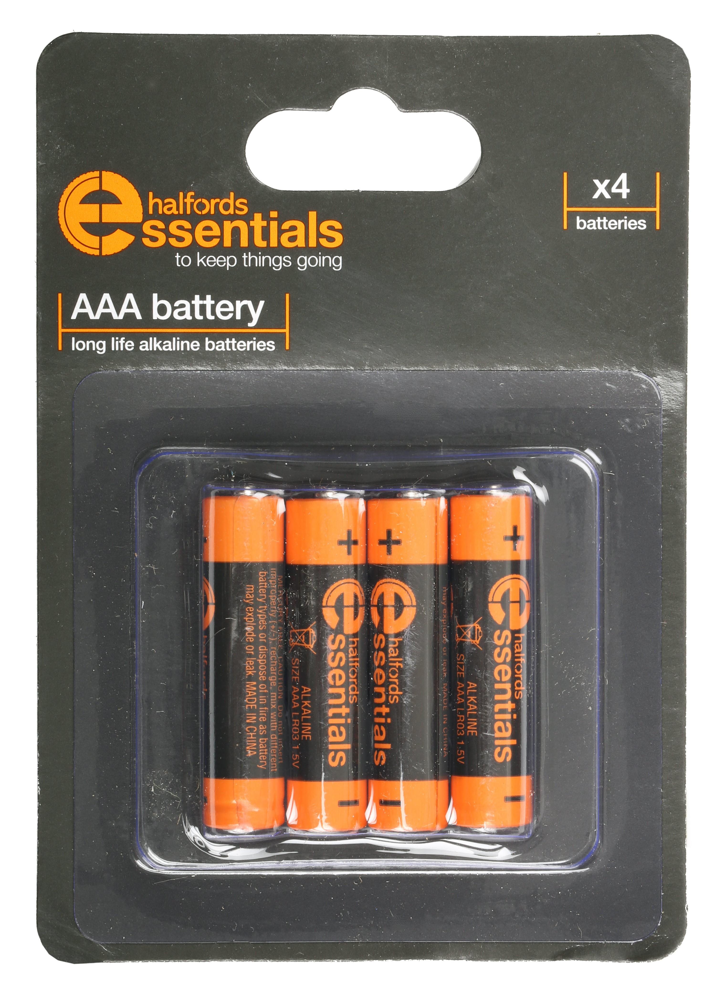 Halfords Essential Batteries AAA x4 Halfords UK