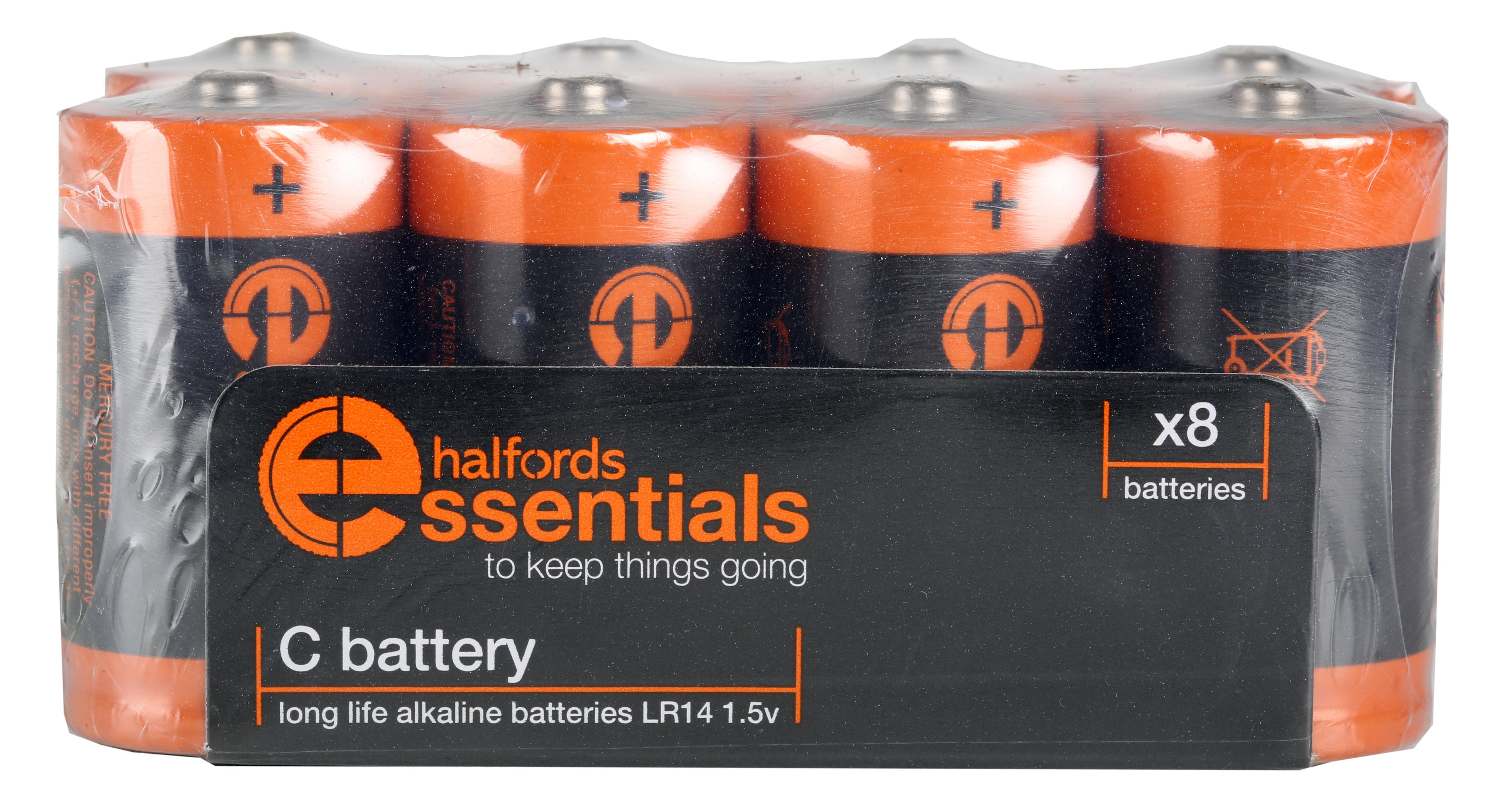 Halfords Essential Batteries C x8 Halfords UK