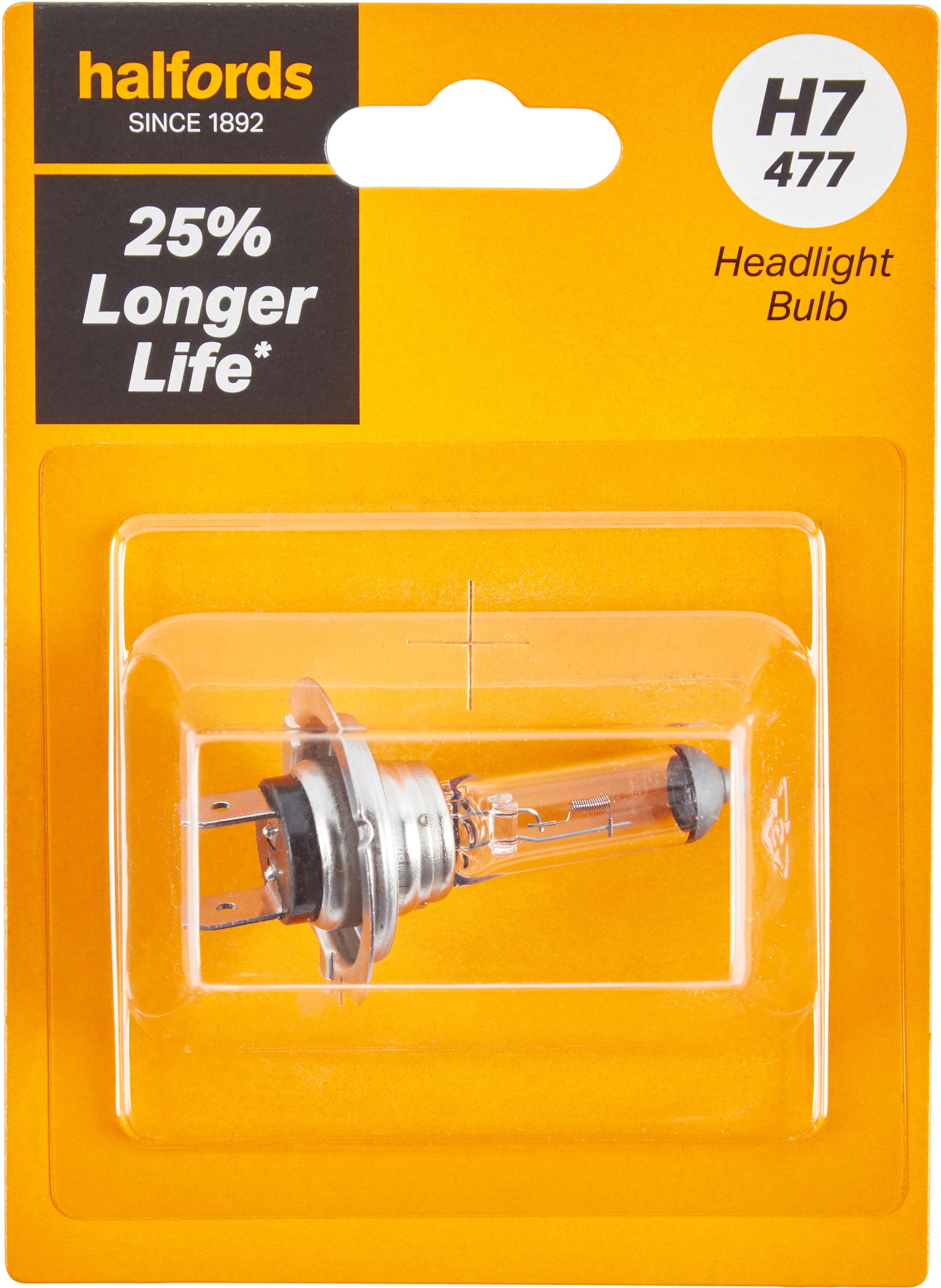 H7 477 Car Headlight Bulb Halfords +25 percent Longer Life Single Pack Halfords UK
