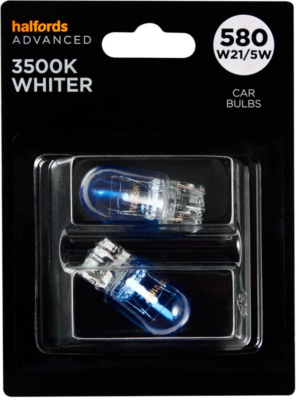 580 W21/5W 3500K Whiter Bulb Halfords Advanced Twin Pack Halfords UK