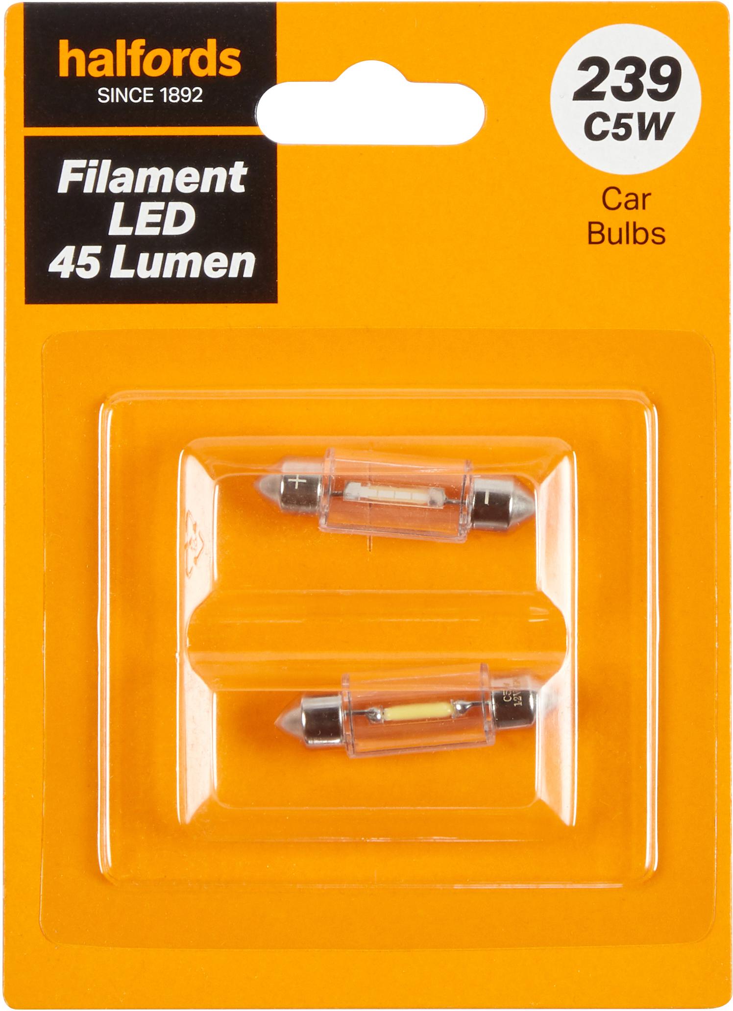 239 LED Car Bulb Halfords Filament Style Twin Pack Halfords UK