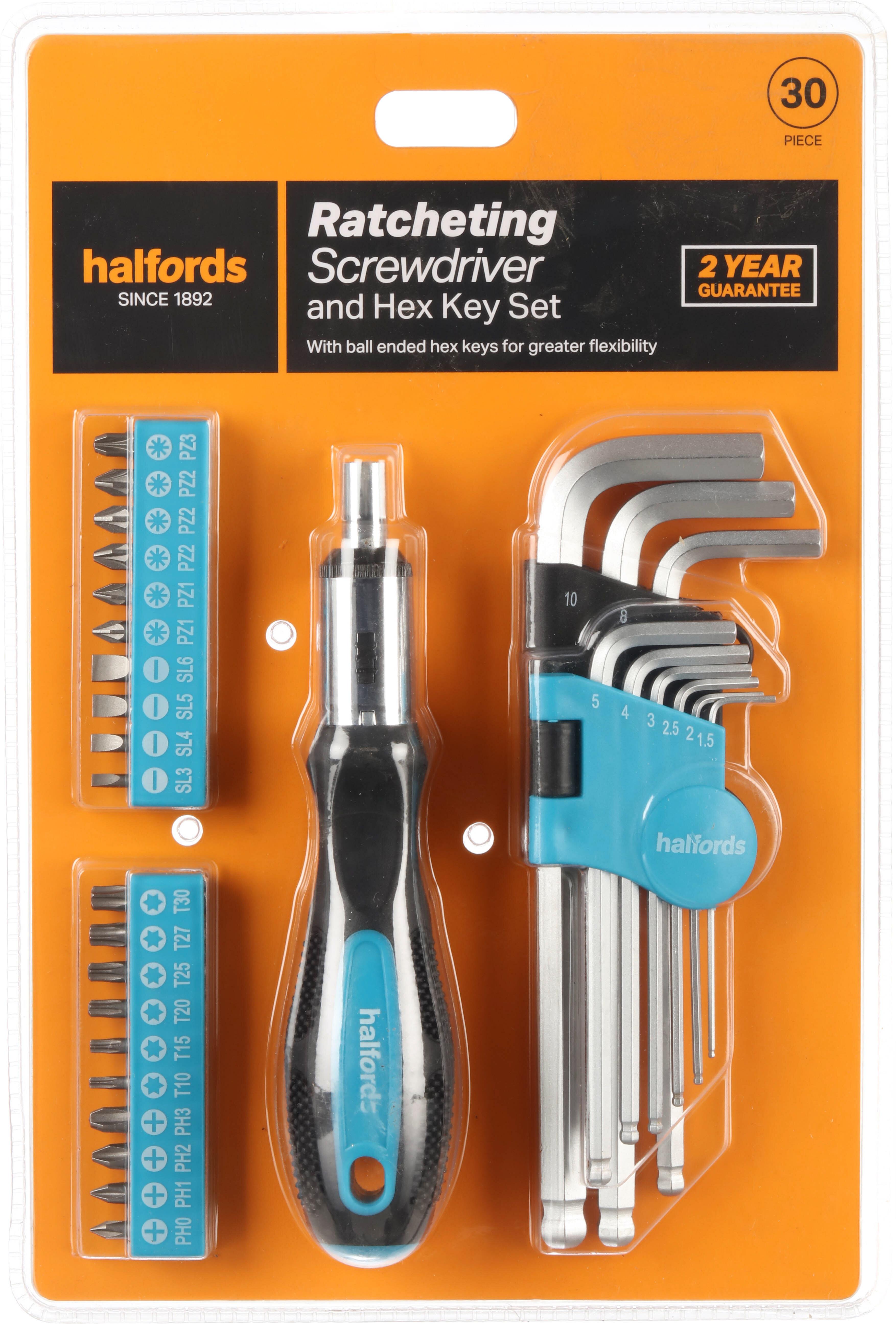 Halfords 30 Piece Ratcheting Screwdriver & Hex key Set Halfords UK