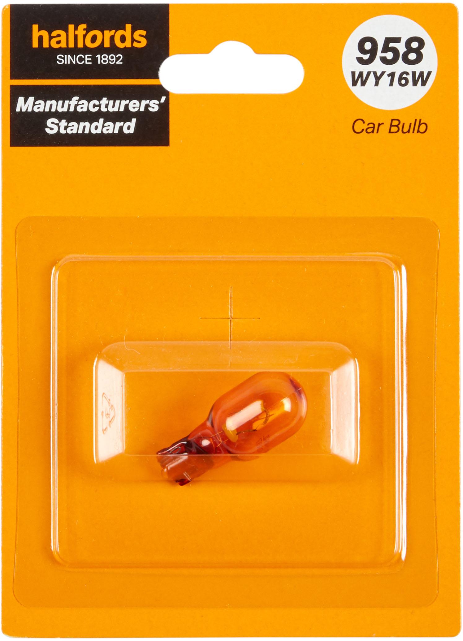 958 WY16W Car Bulb Manufacturers Standard Halfords Single Pack Halfords UK