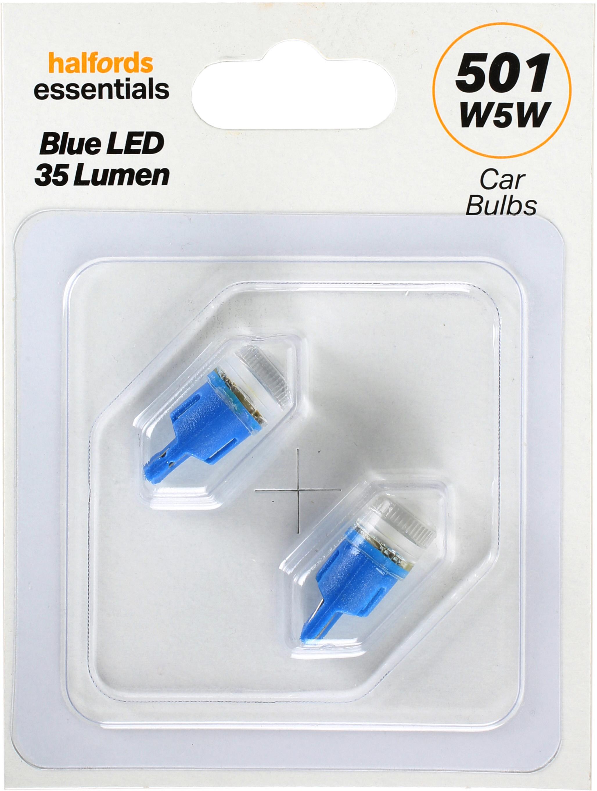 501 Blue LED Car Bulb Halfords Essentials Twin Pack Halfords UK