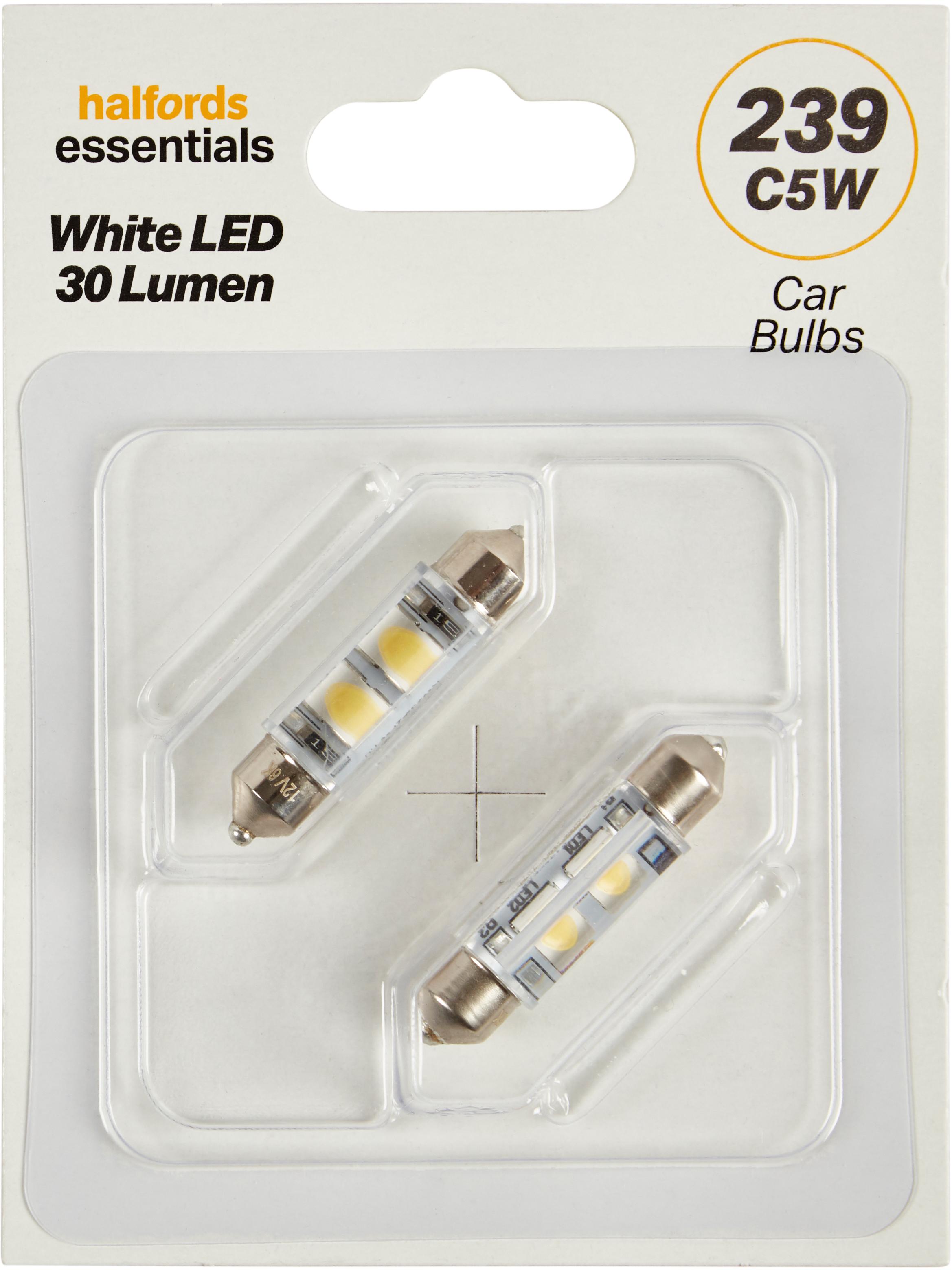 239 White LED Car Bulb Halfords Essentials Twin Pack Halfords UK