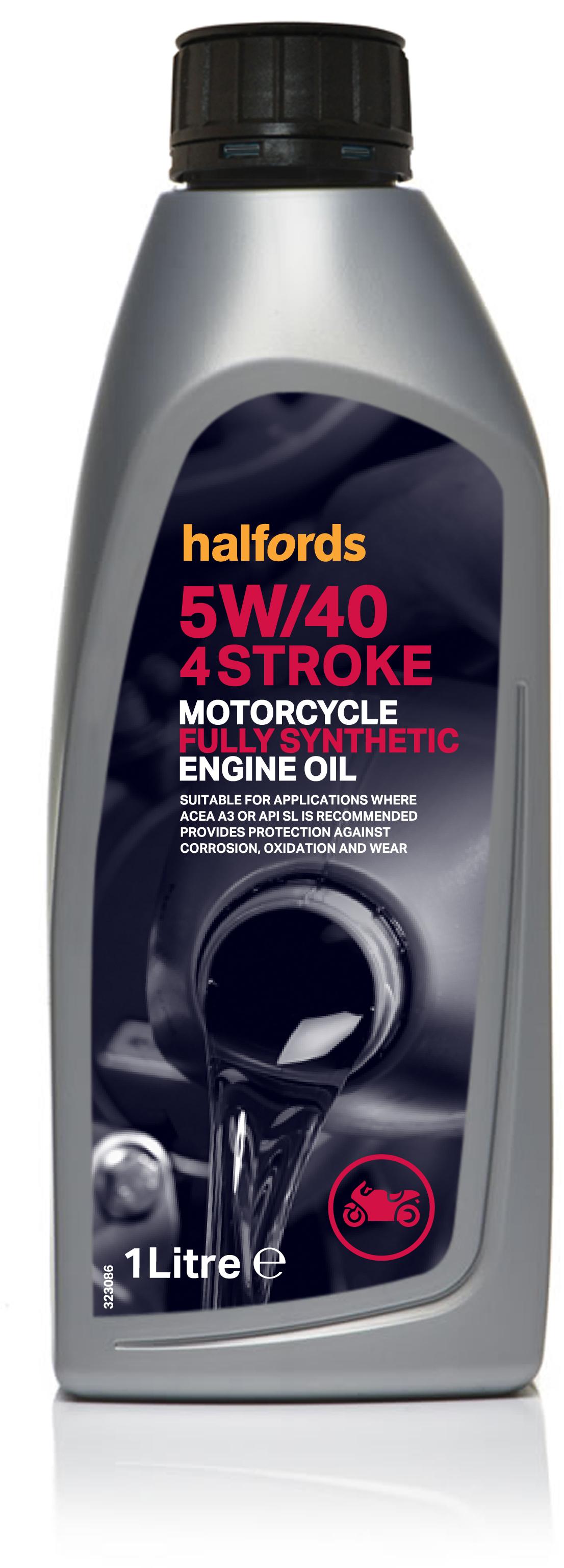 Halfords Motorcycle Engine Oil Fully Synthetic 5W/40 4 Stroke 1l Halfords UK