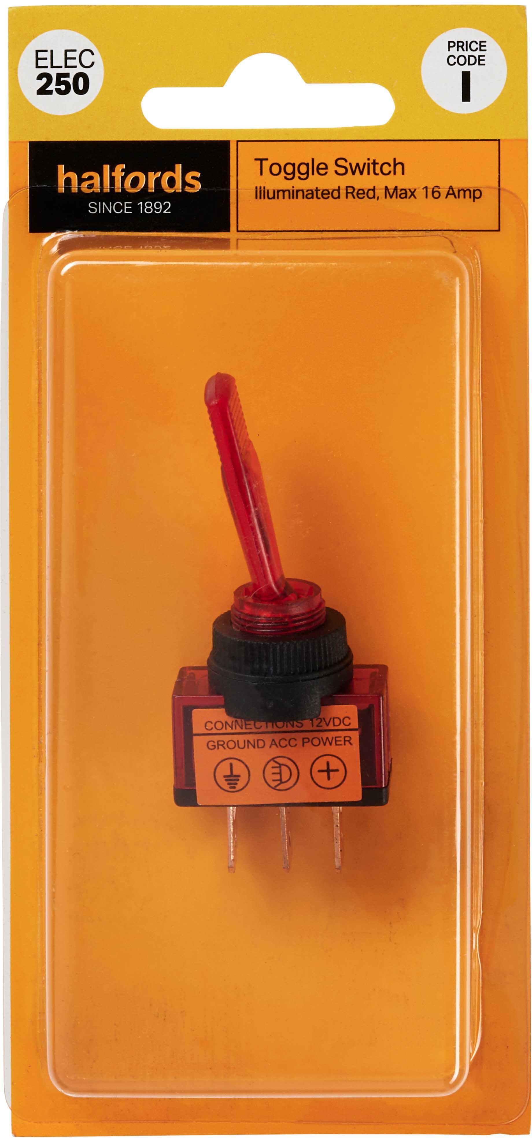 Halfords Toggle Switch 16 Amp Red (ELEC250) Halfords UK