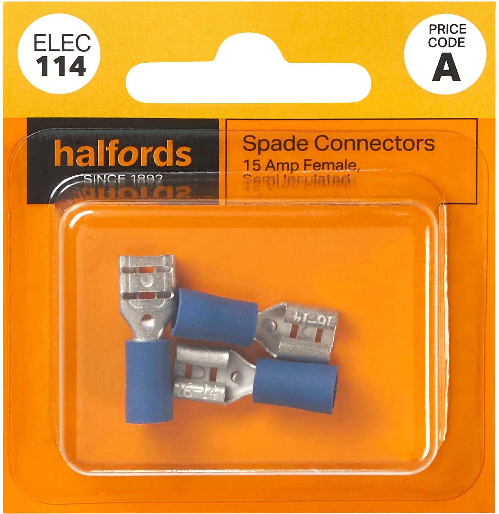 Halfords Spade Connector 15 Amp Female (ELEC114) Halfords UK