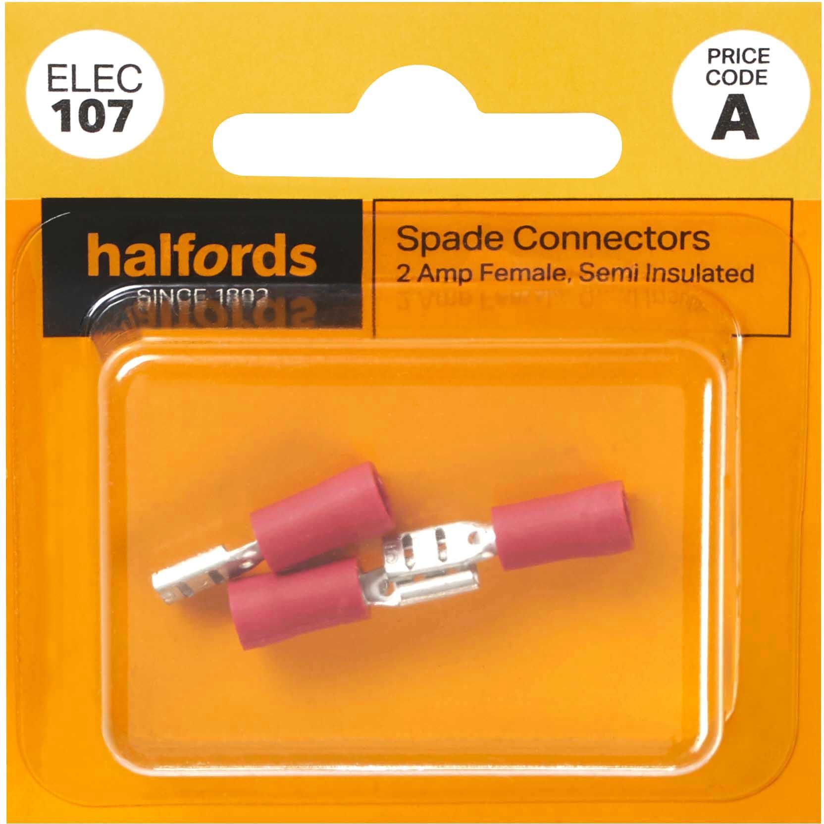 Halfords Spade Connectors 2 Amp/Female (ELEC107) Halfords UK