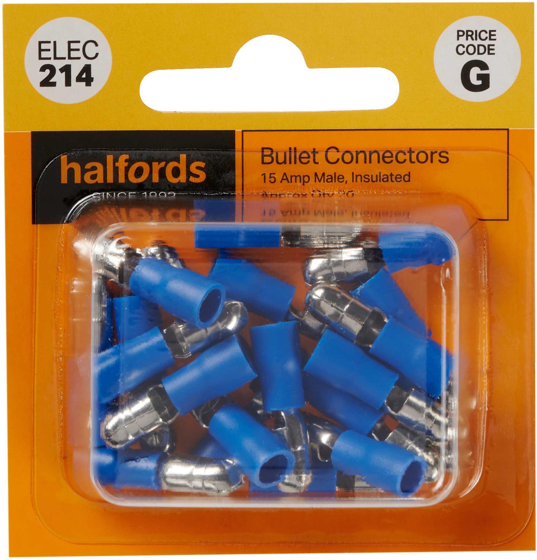 Halfords Bullet Connectors 15 Amp Male (ELEC214) Halfords UK