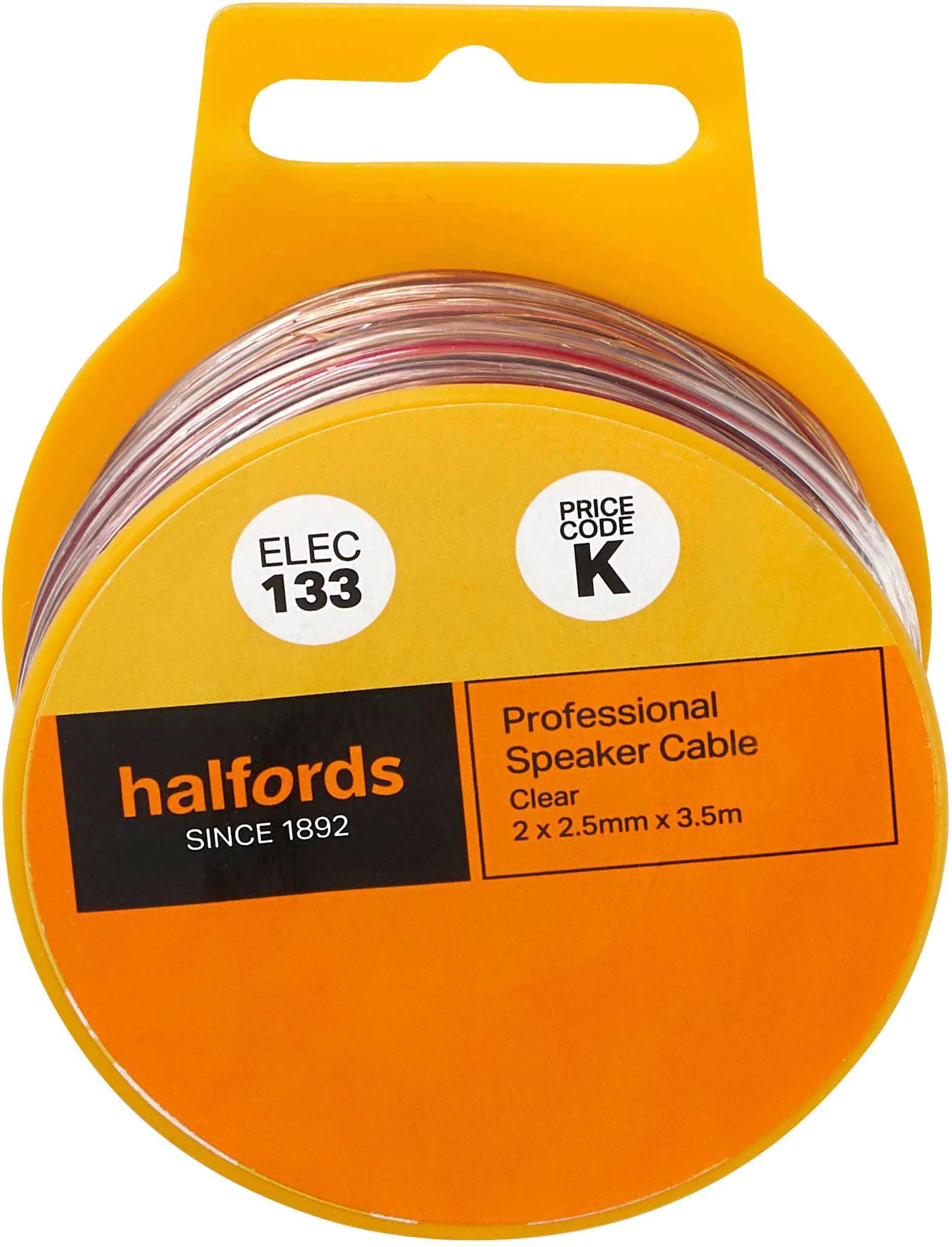 Halfords Professional Speaker Cable Clear (ELEC133) Halfords UK