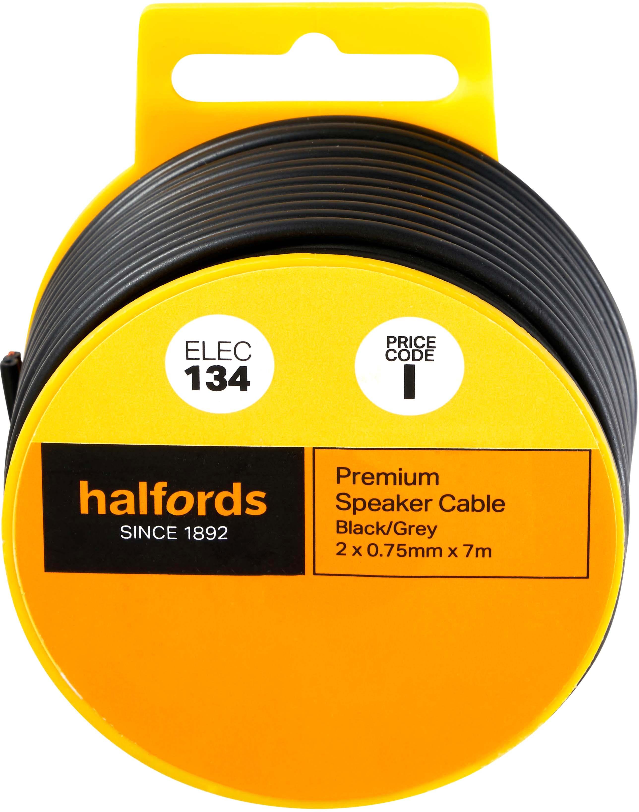 Halfords Premium Speaker Cable Black/Grey (ELEC135) Halfords UK