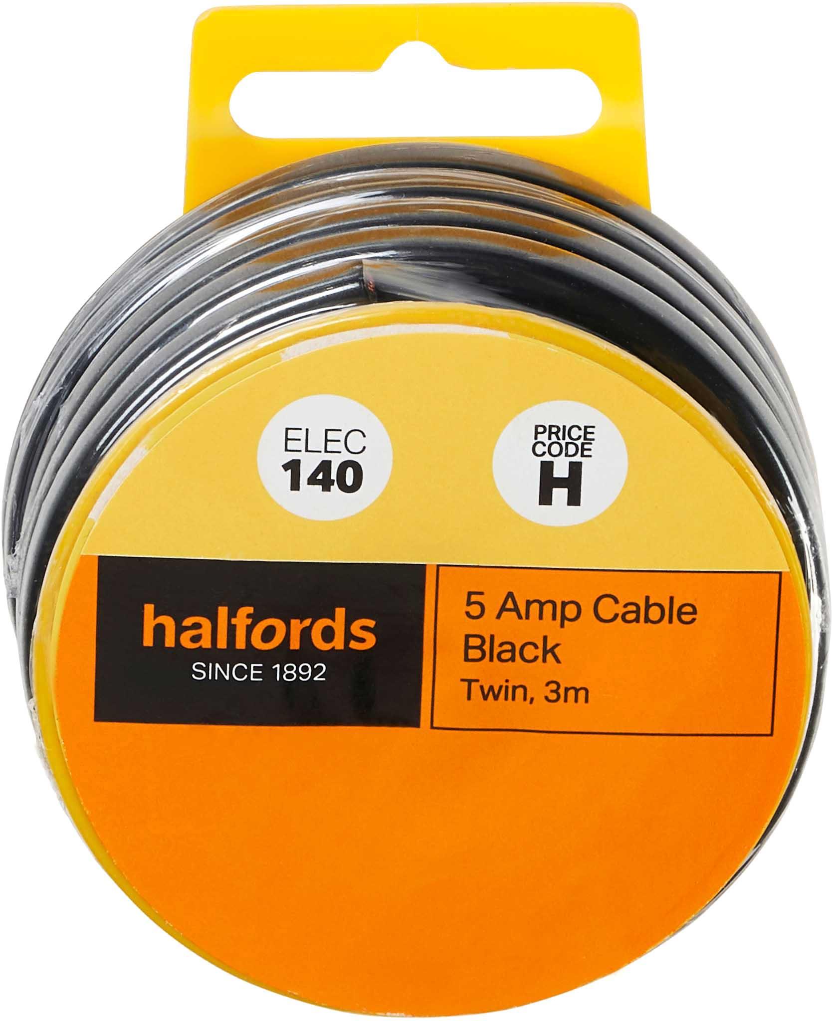 Halfords 5 Amp Twin Cable Black (ELEC140) Halfords UK