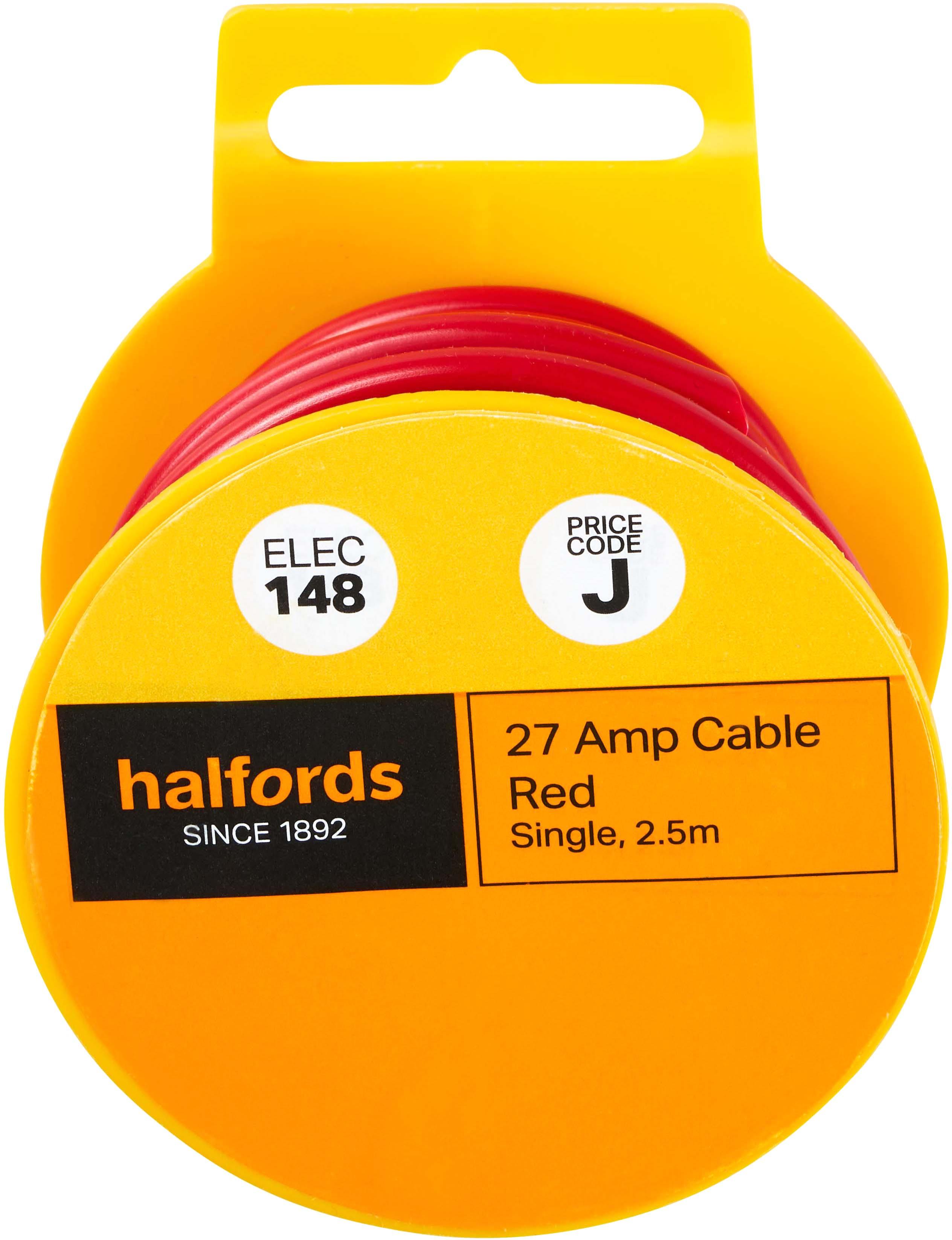 Halfords 27 Amp Cable Red (ELEC148) Halfords UK