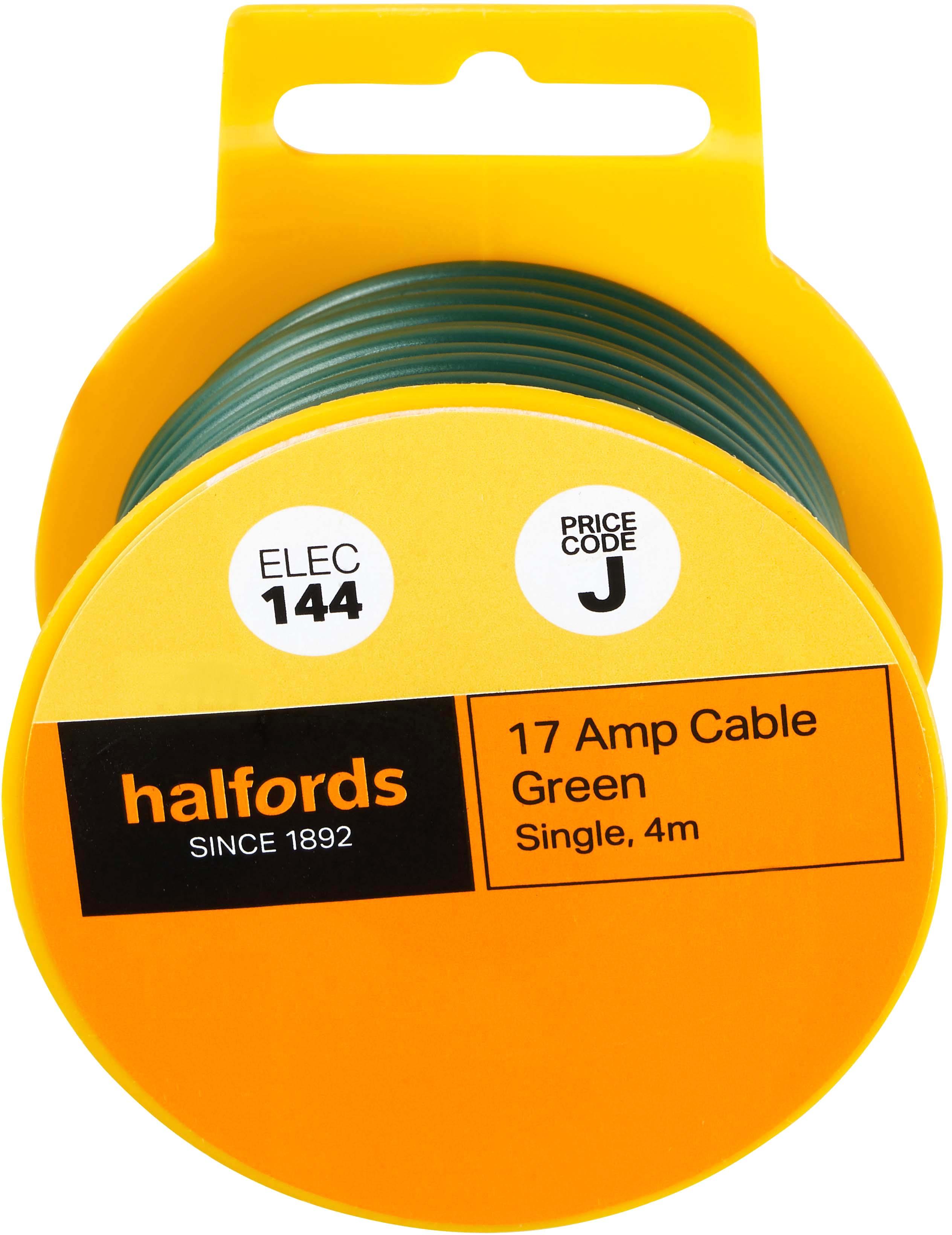 Halfords 17 Amp Cable Green (ELEC144) Halfords UK