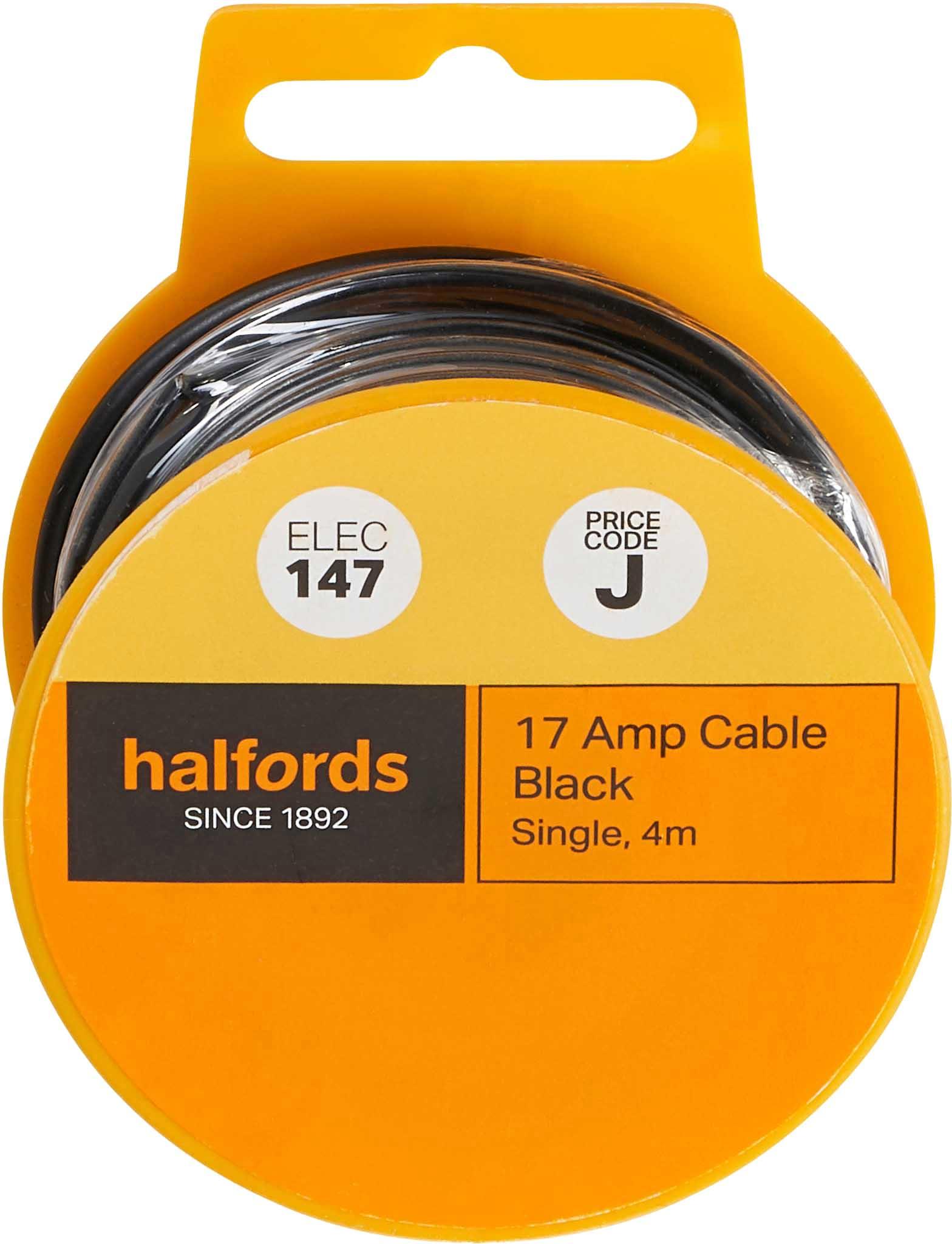 Halfords 17 Amp Cable Black (ELEC147) Halfords UK