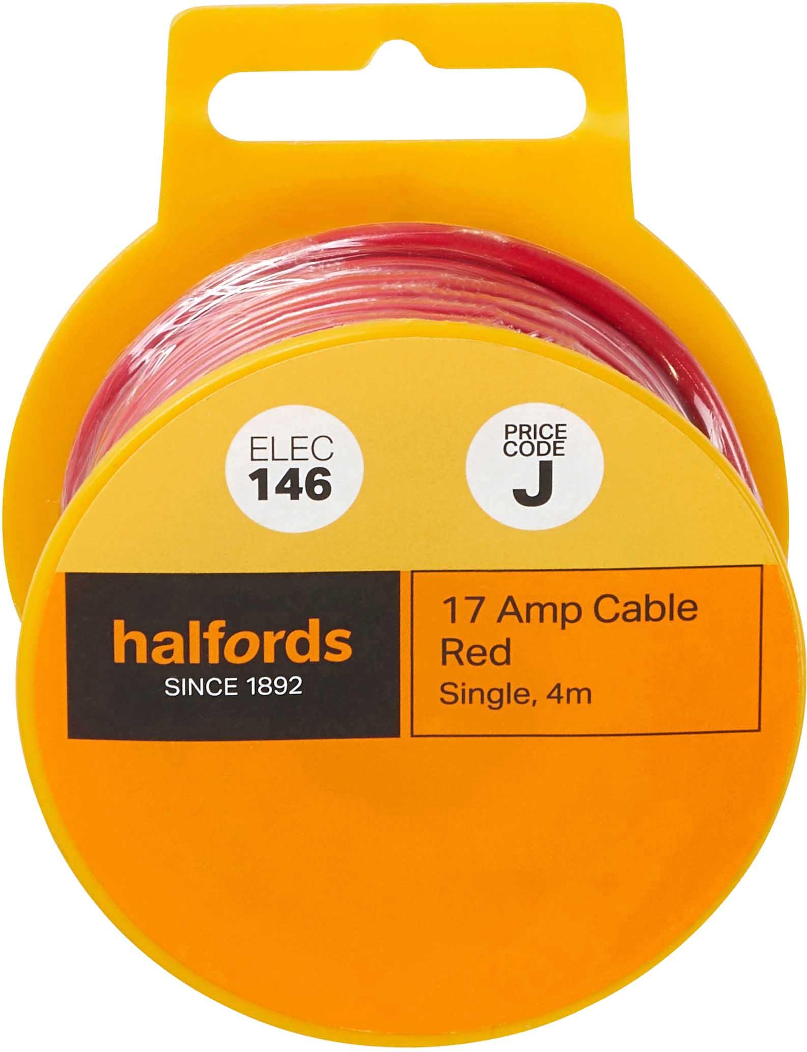 Halfords 17 Amp Cable Red (ELEC146) Halfords UK