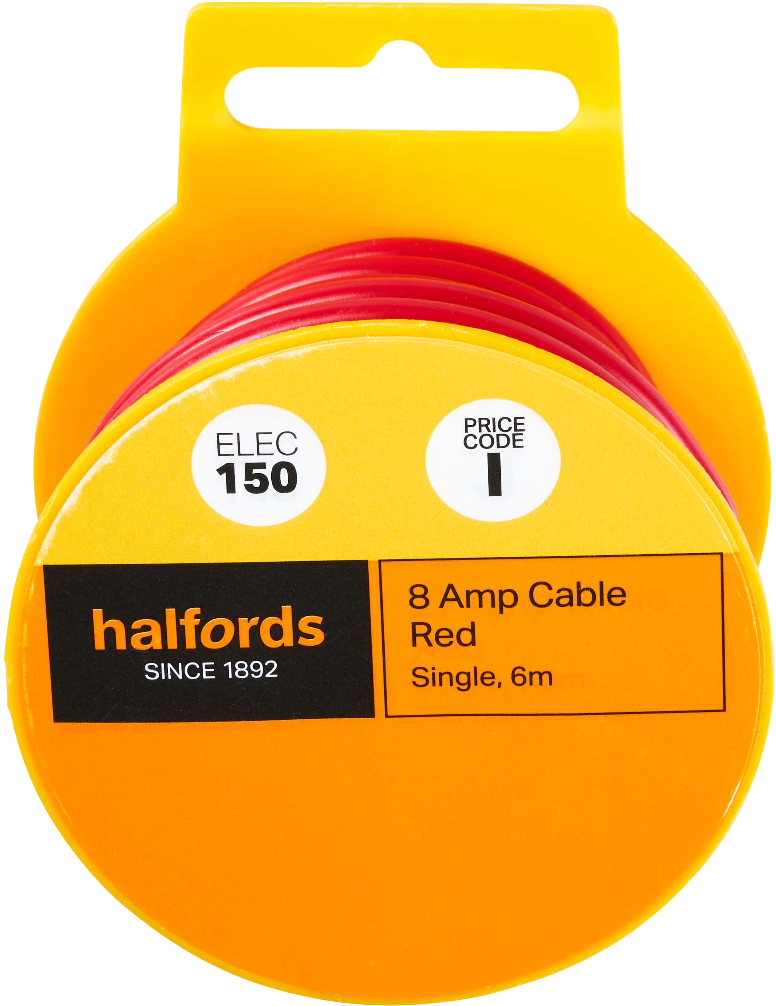 Halfords 8 Amp Cable Red (ELEC150) Halfords UK