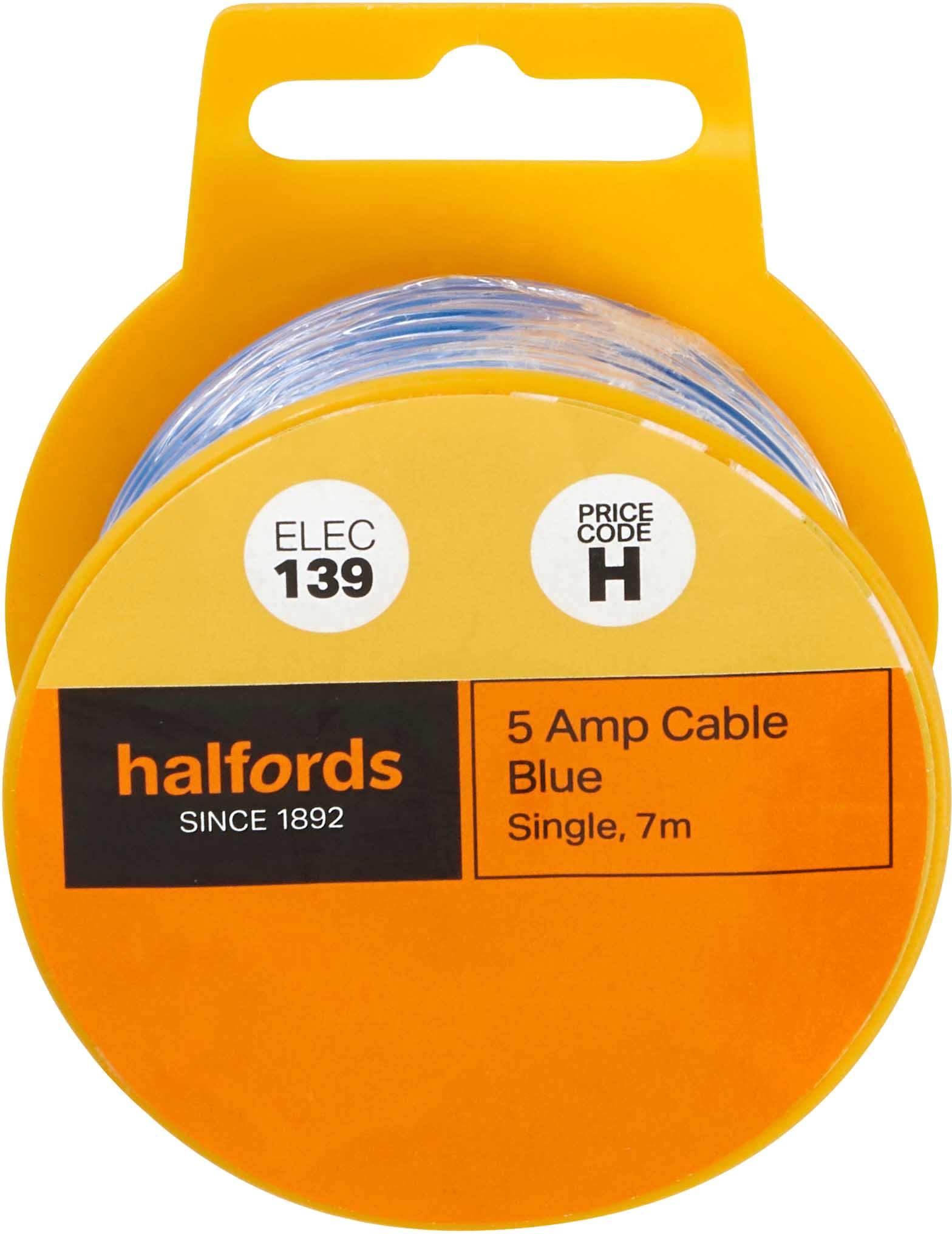 Halfords 5 Amp Cable Blue (ELEC139) Halfords UK