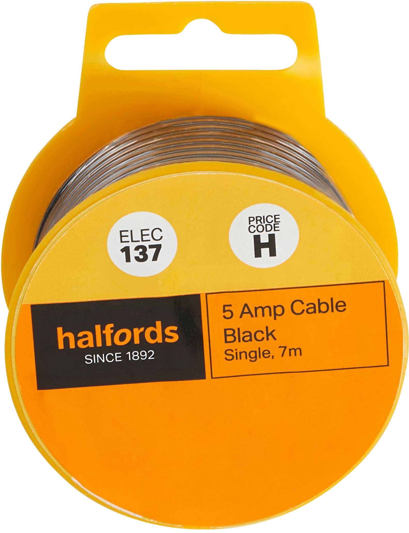 Halfords 5 Amp Cable Black (ELEC137) Halfords UK