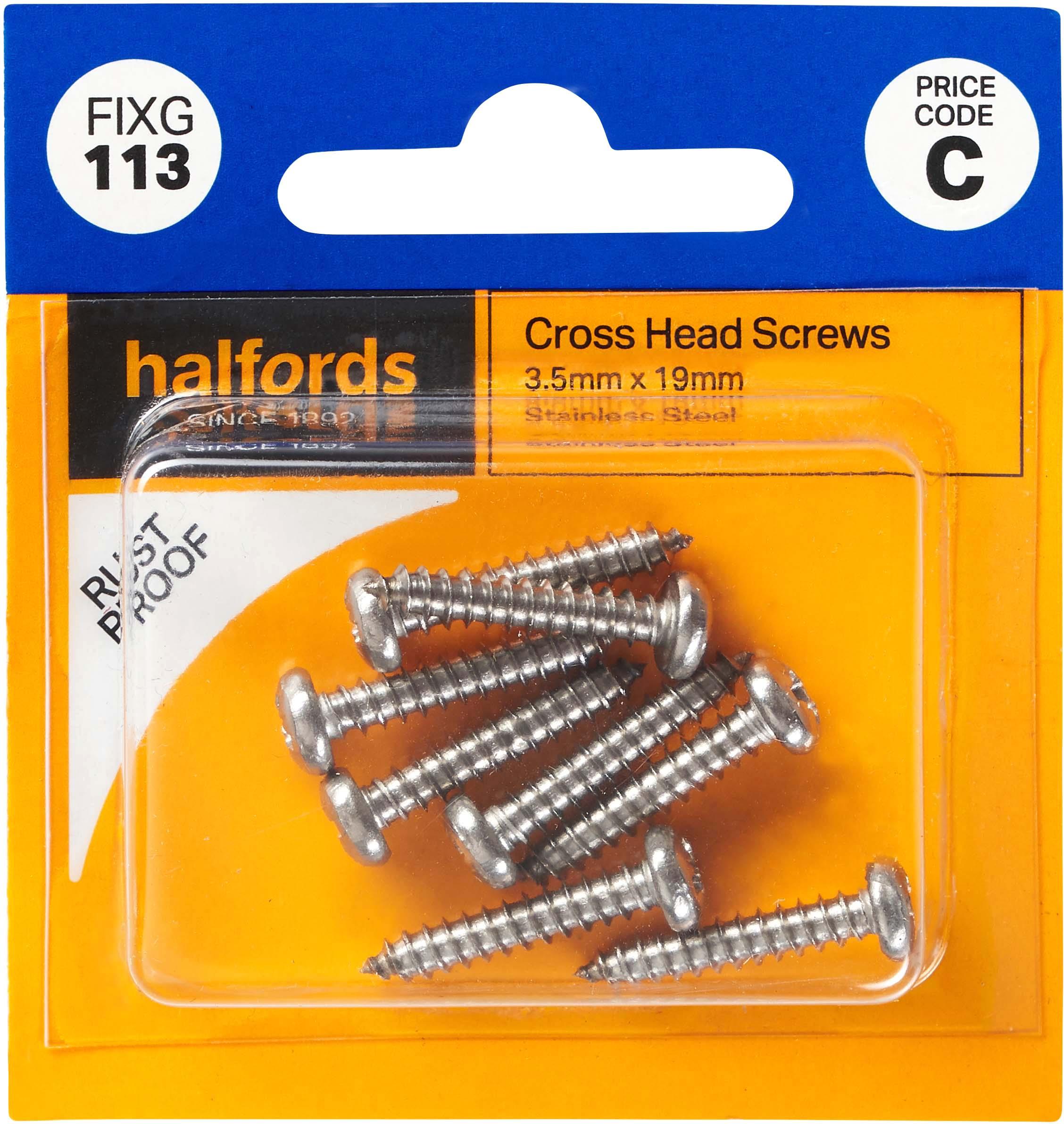 Halfords Cross Head Screws 3.5mmx13mm (FIXG112) Halfords UK