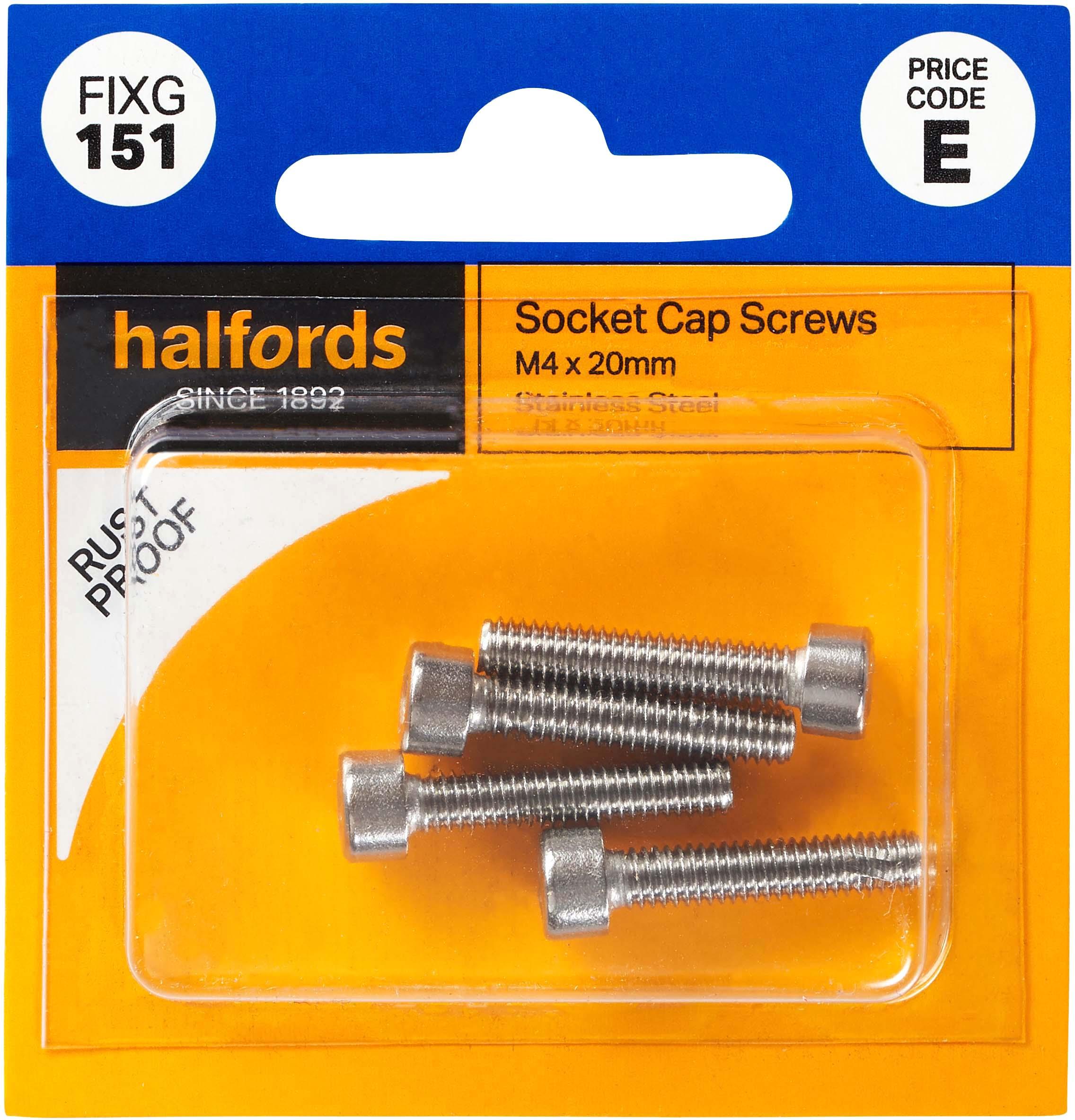 Halfords Socket Cap Screws M4 x 20mm (FIXG151) Halfords UK