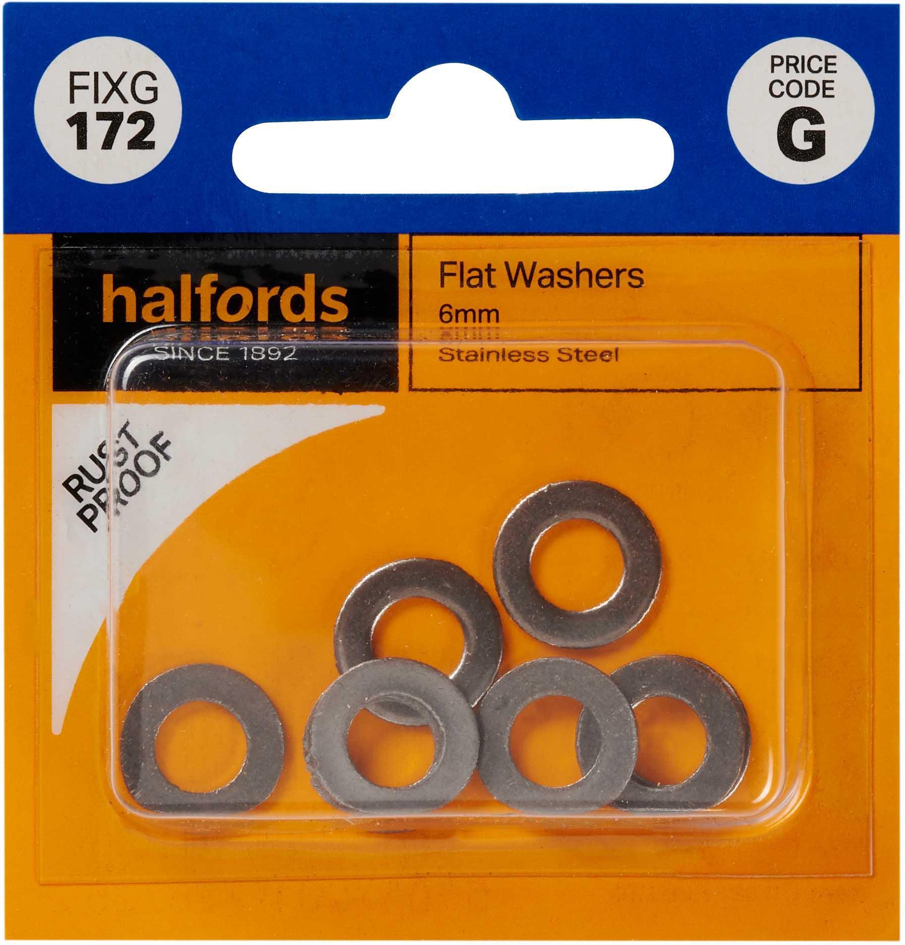 Halfords Flat Washers 6mm (FIXG172) Halfords UK