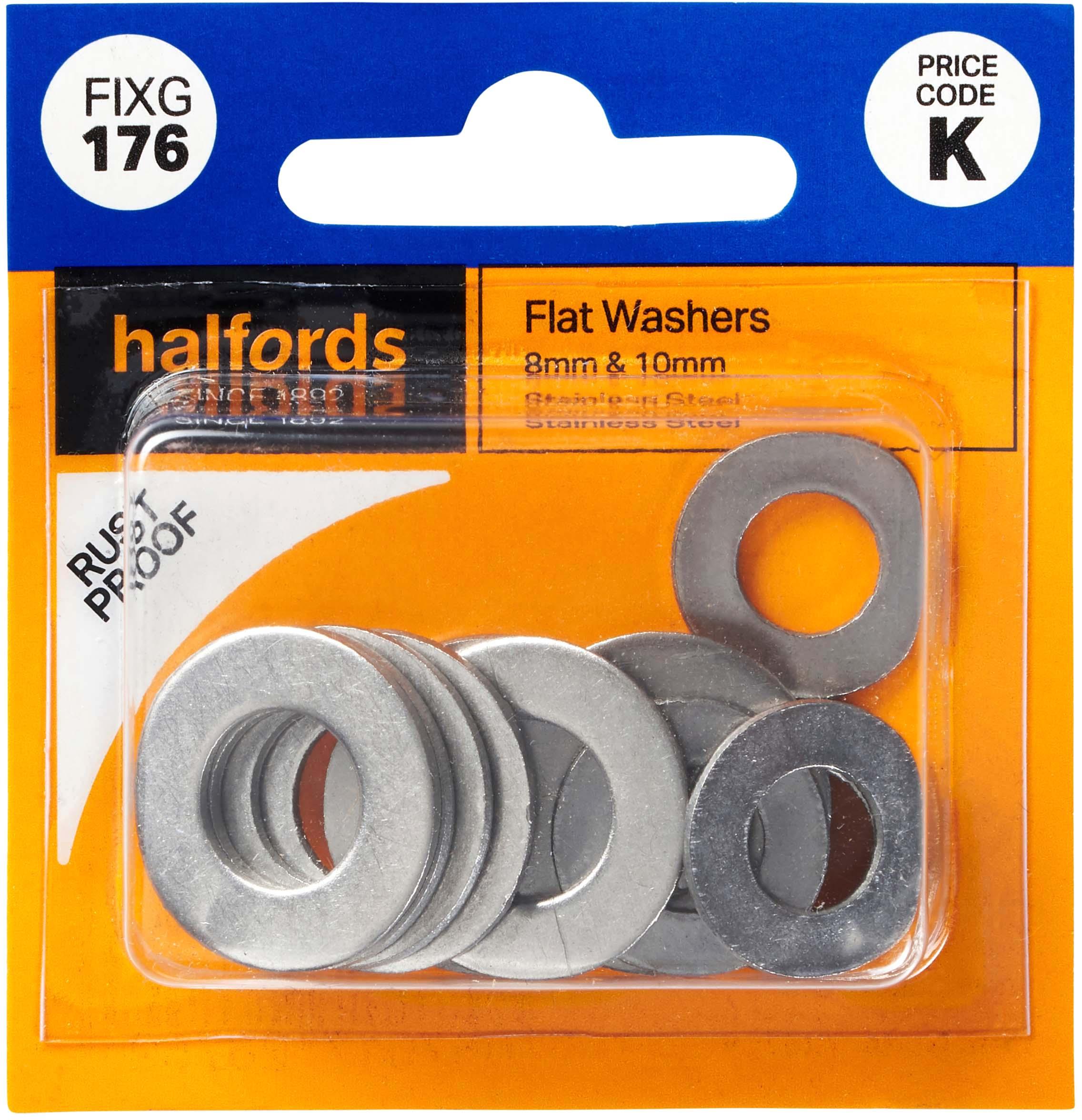 Halfords Assorted Flat Washers 8 & 10mm (FIXG176) Halfords UK