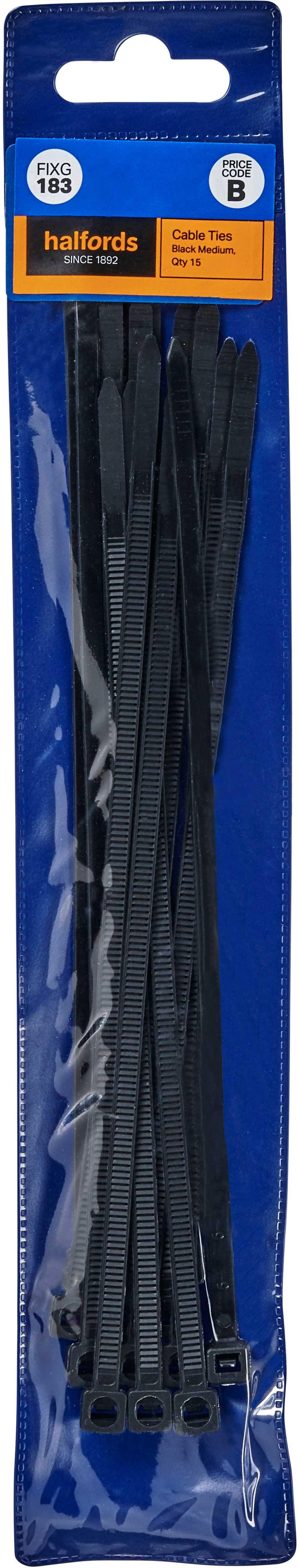 Halfords Cable Ties 200mm Black (FIXG183) Halfords UK
