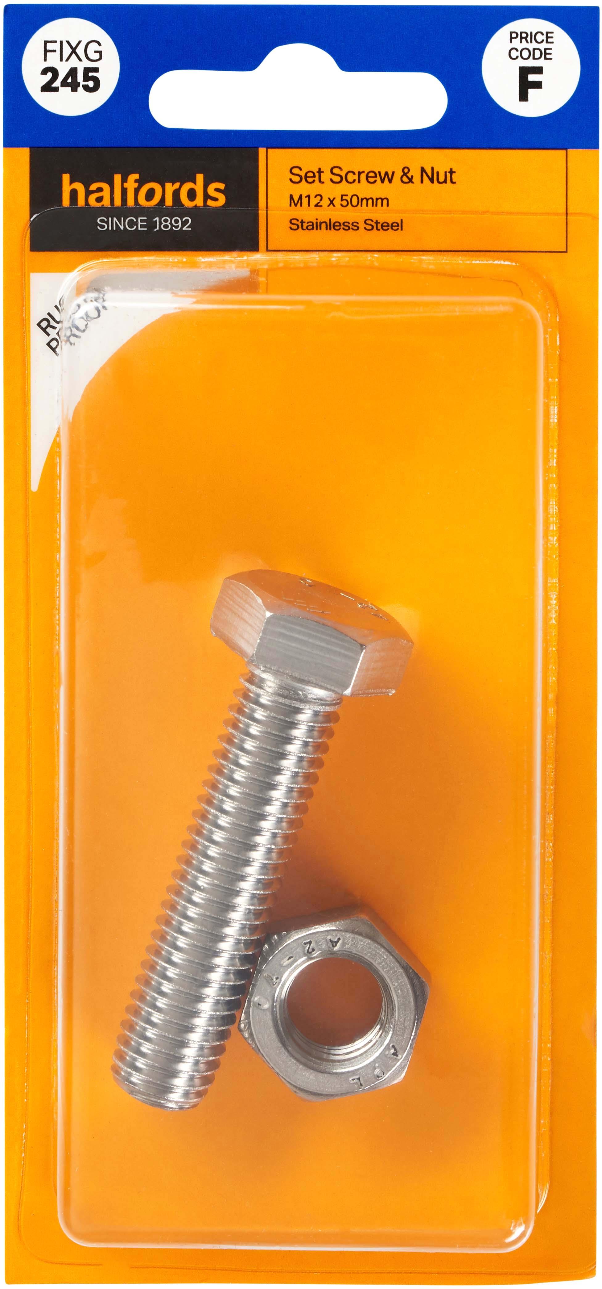 Halfords Set Screw & Nut M12 x 50mm (FIXG245) Halfords UK