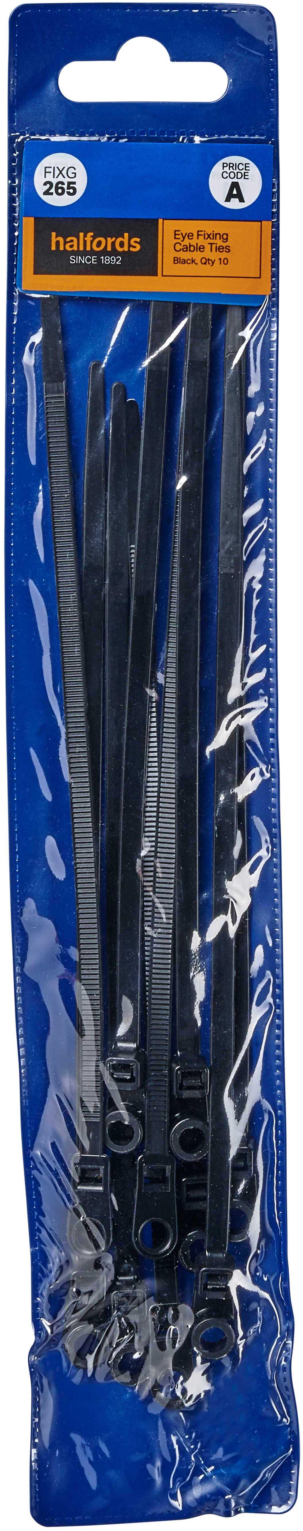 Halfords Eye Fixing Cable Ties 200mm Black (FIXG265) Halfords UK