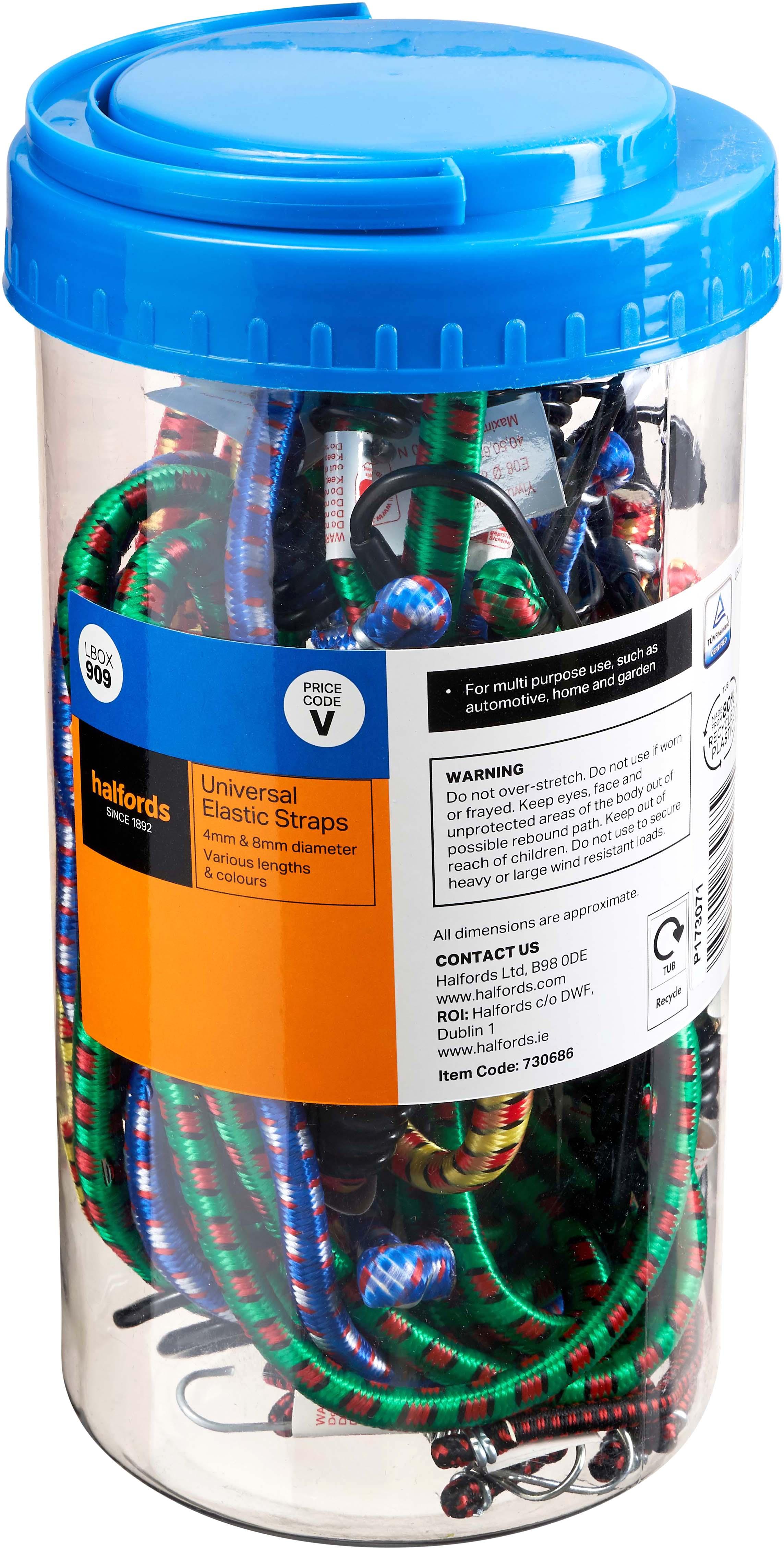 Halfords Assorted Luggage Straps 20 x 4/8mm (LBOX909) Halfords UK