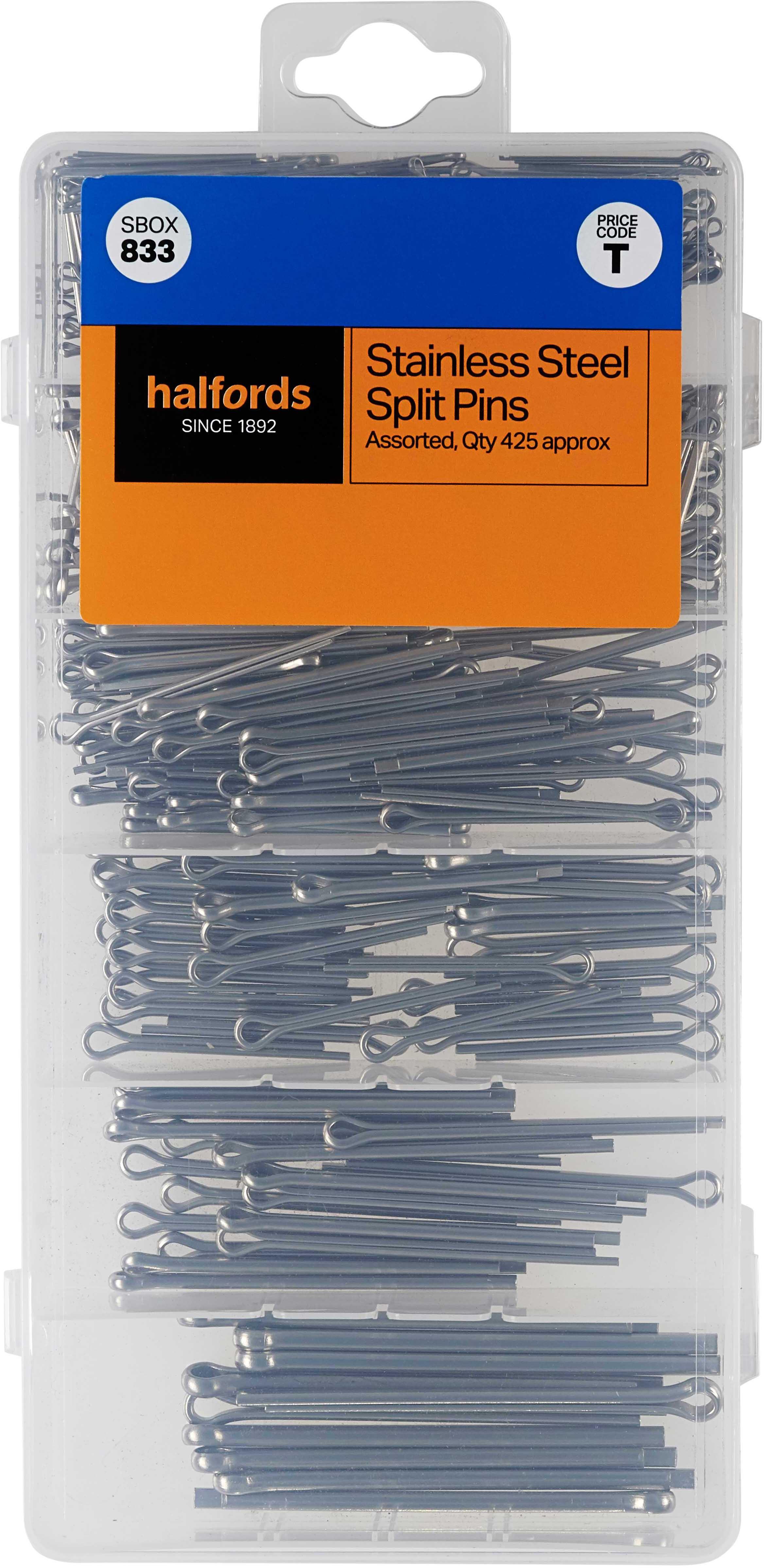 Halfords Assorted Stainless Steel Split Pins (SBOX833) Halfords UK