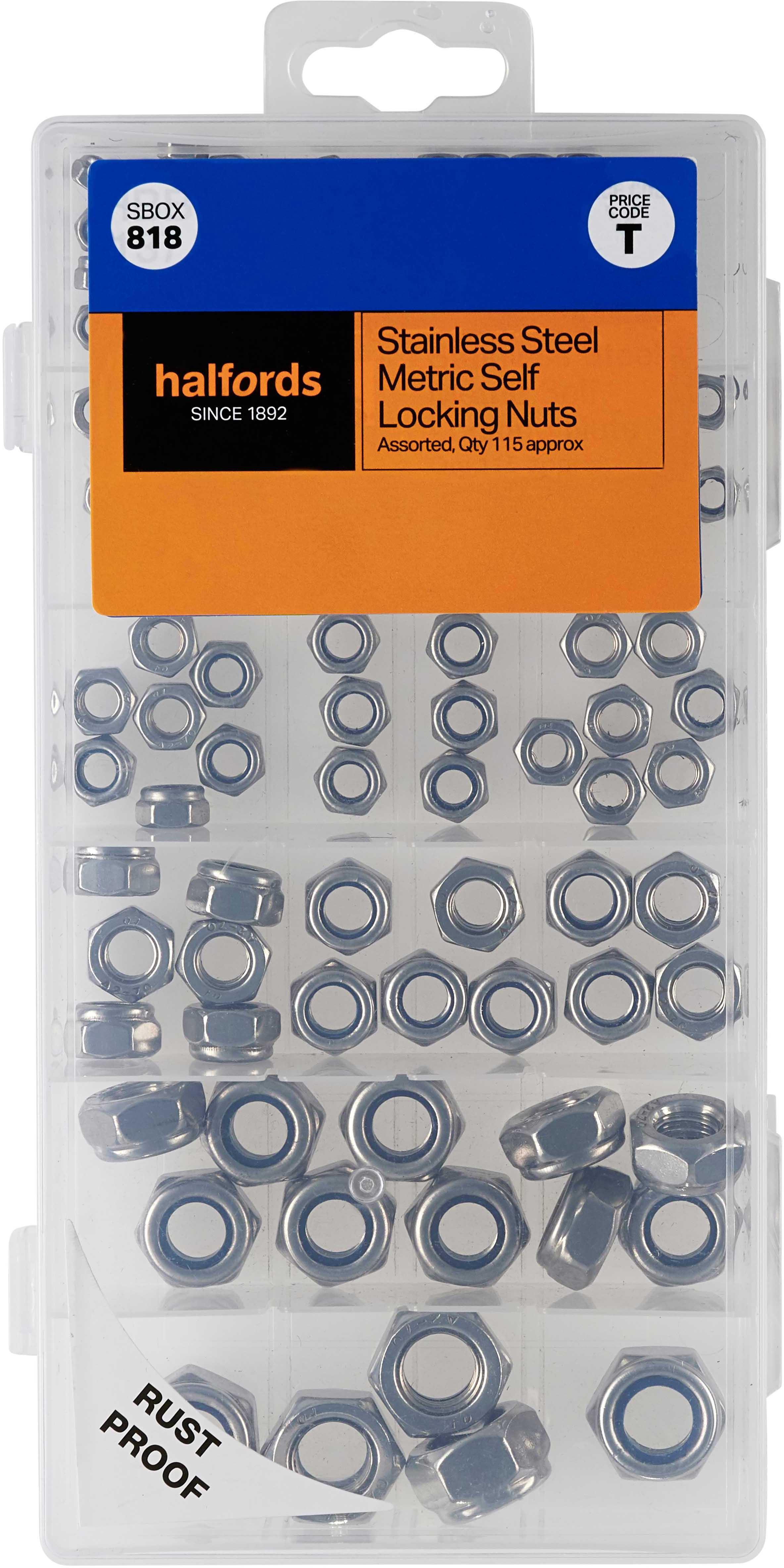 Halfords Assorted Stainless Steel Self Lock Nuts (SBOX818) Halfords UK