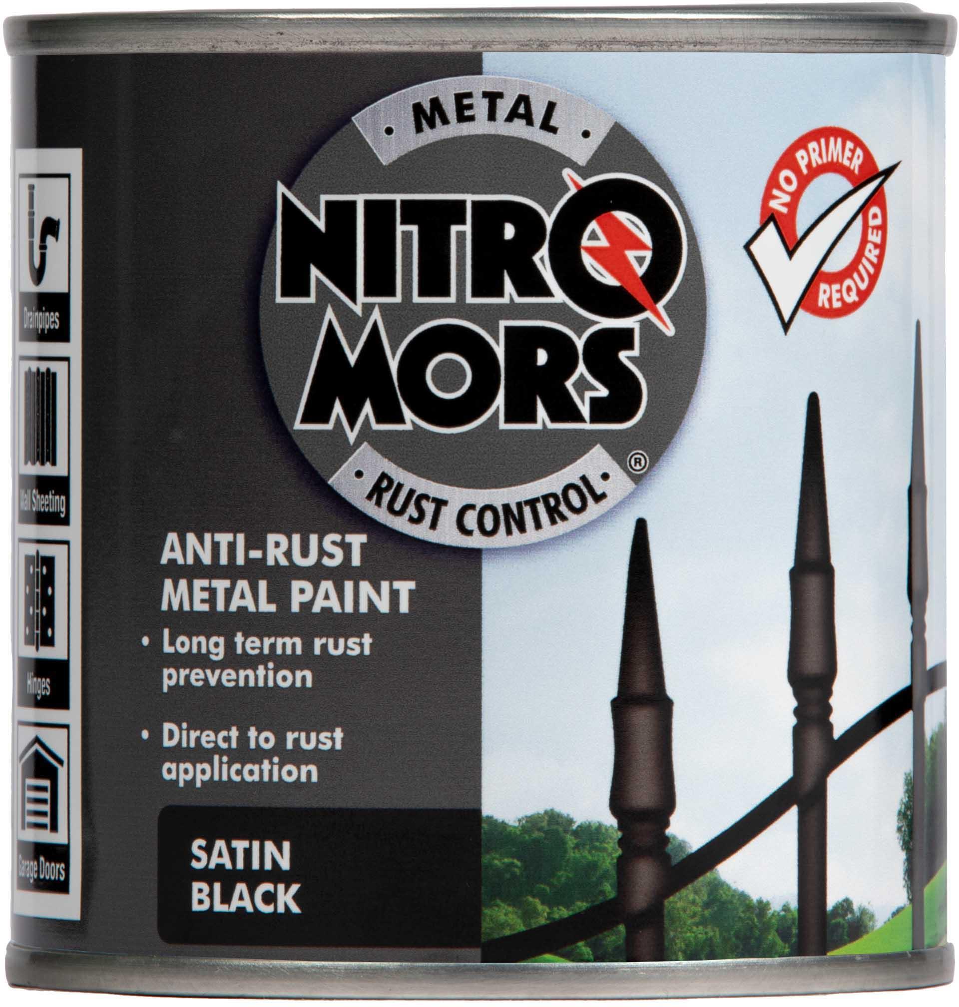 Nitromors Satin Finish Metal Paint Black 250ml Halfords UK