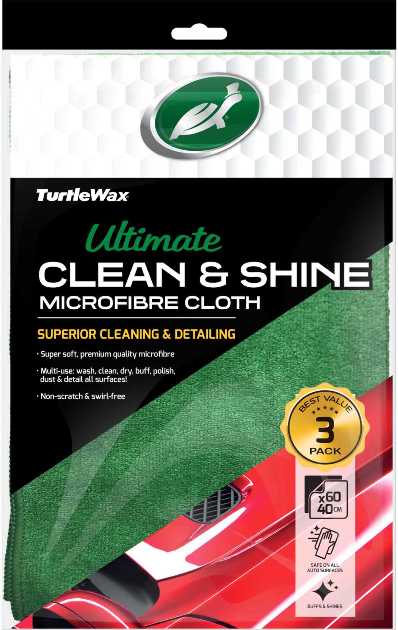 Turtle Wax Clean & Shine Microfibre Cloths X3 Halfords UK