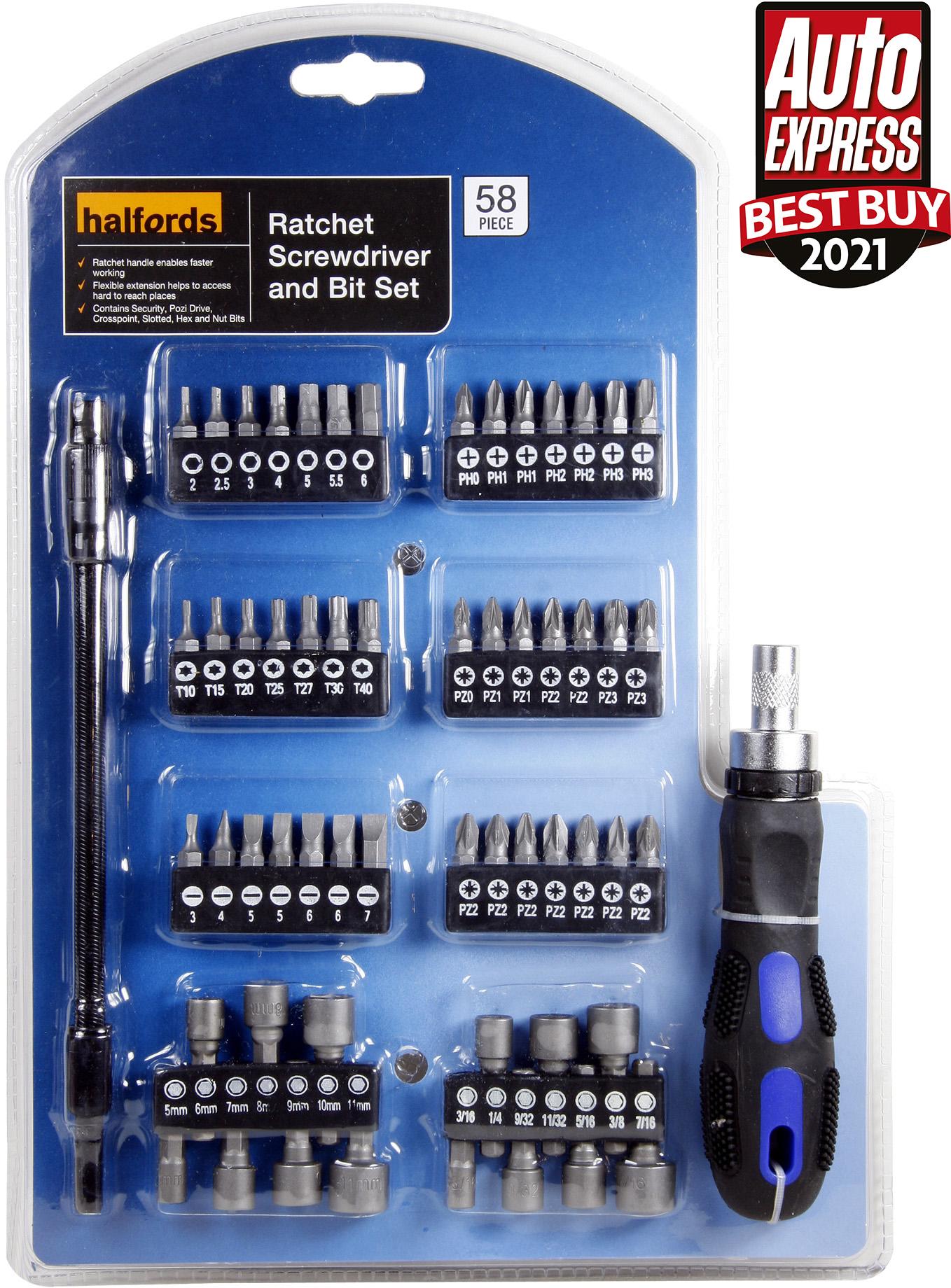 Halfords 58 piece Ratchet Screwdriver & Bit Set Halfords UK