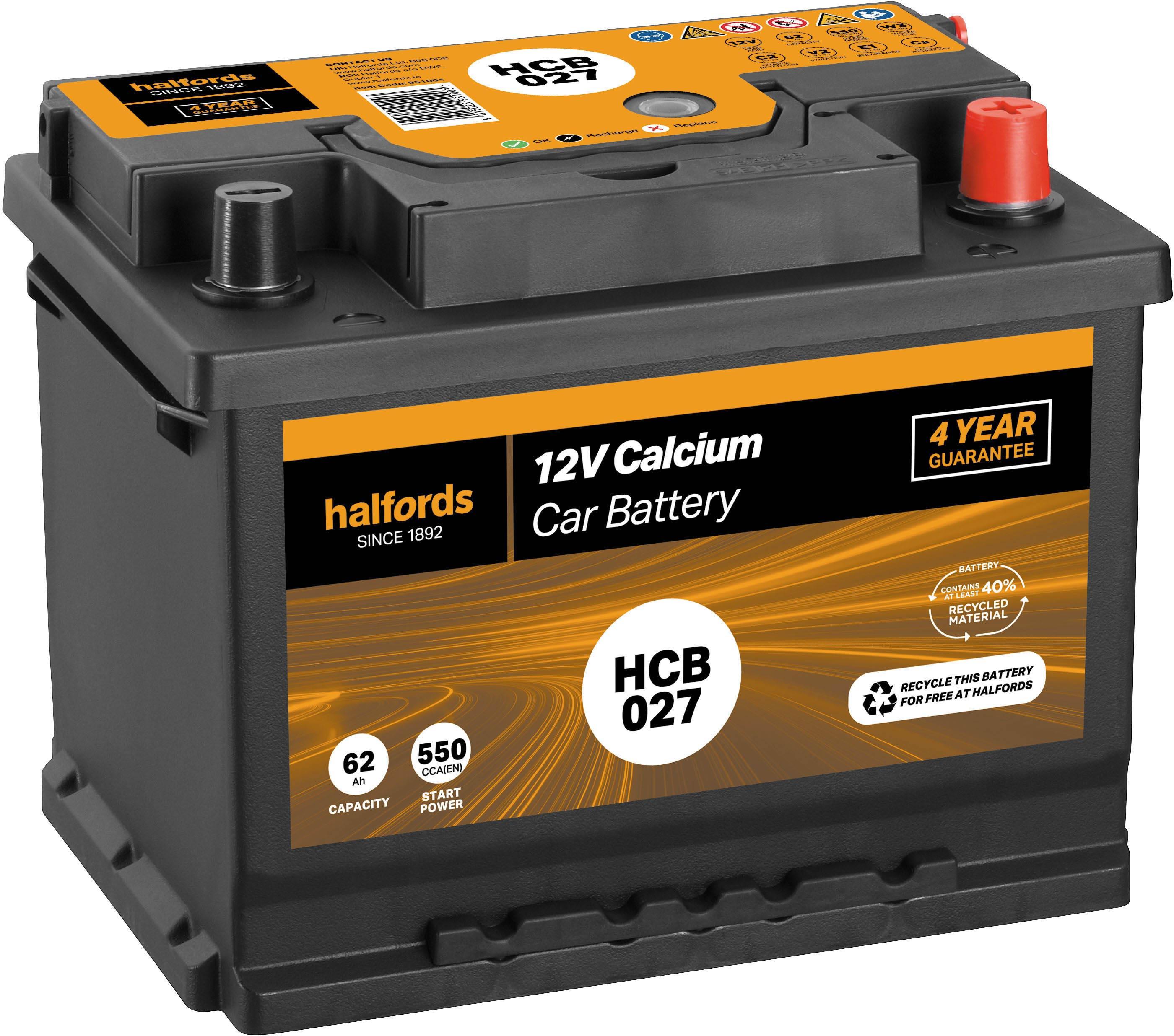 Halfords HCB013 Calcium 12V Car Battery 4 Year Guarantee Halfords UK